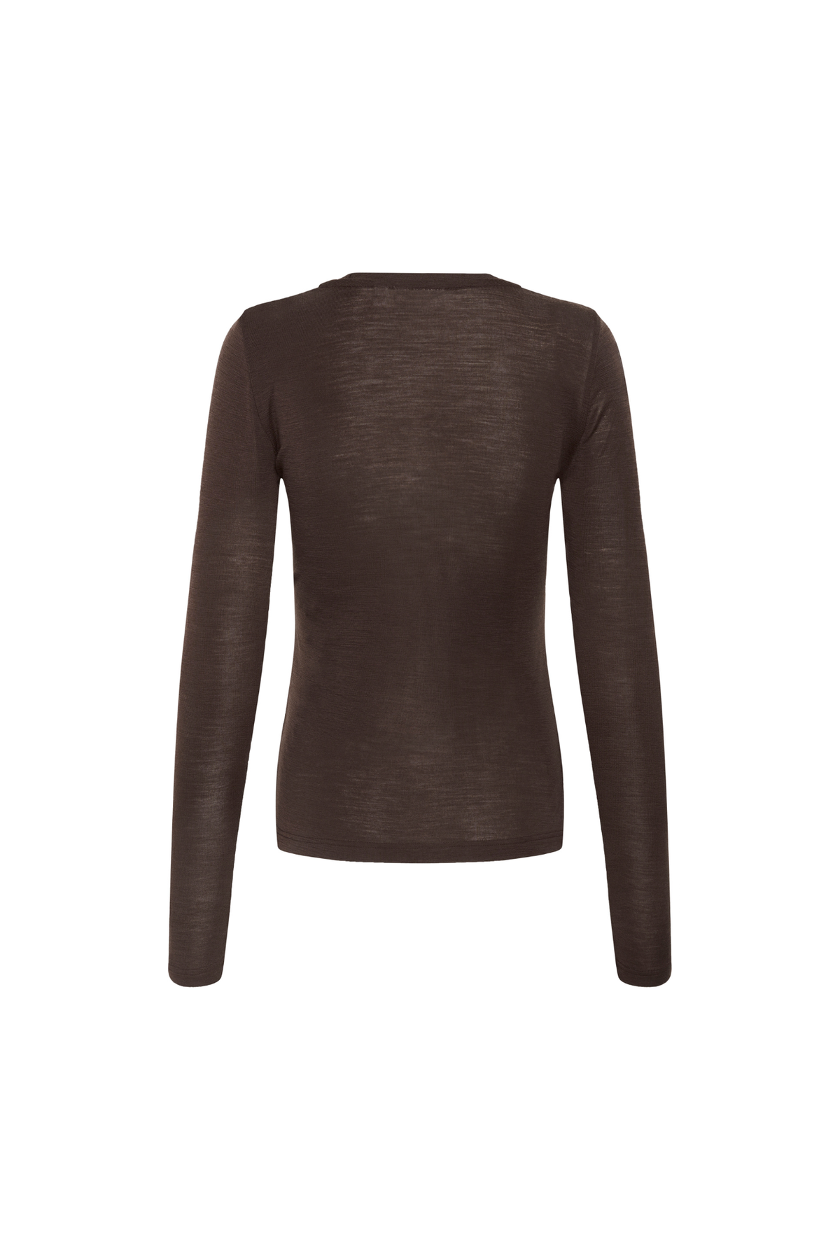 NINIA LS WOOL ROUNDNECK TOP - CHOCOLATE TORTE