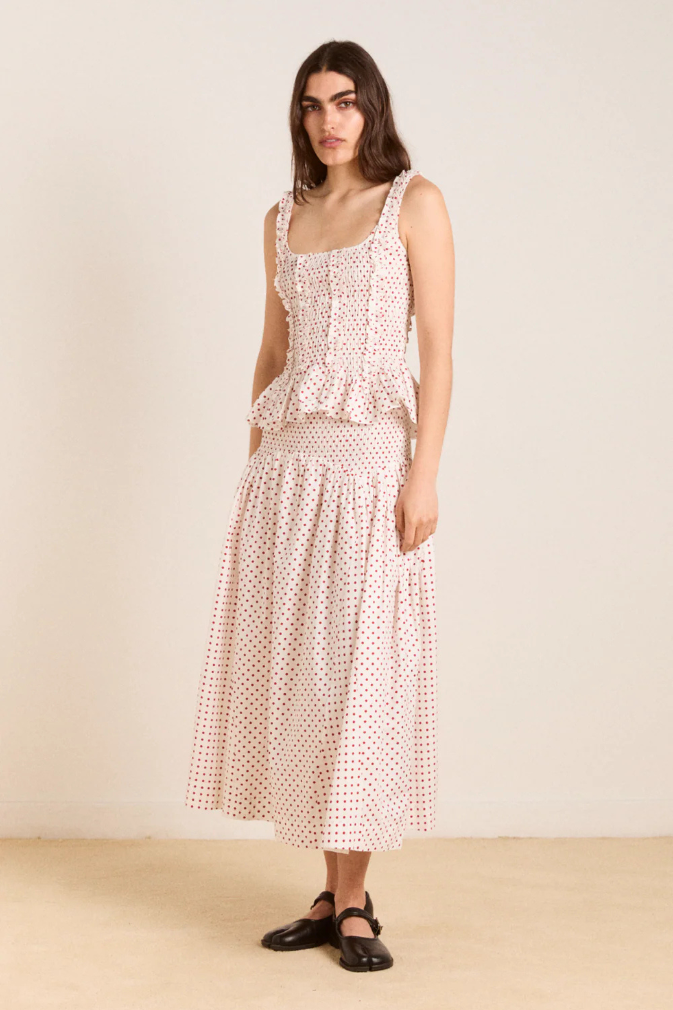 RAPHI CAMI - OFF WHITE AND RED SPOT