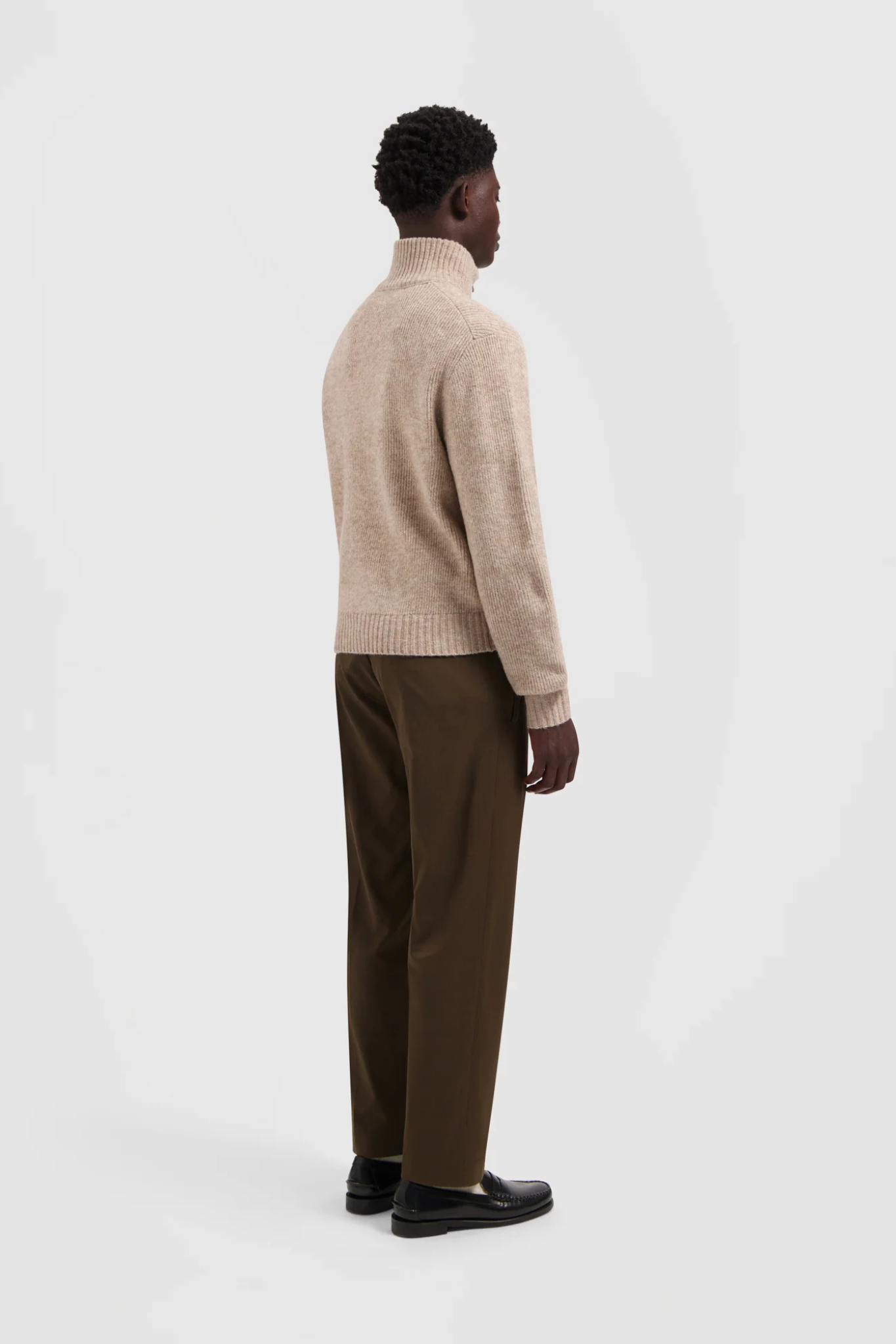 SIGNATURE KNITTED ZIP MOCK - HEMP