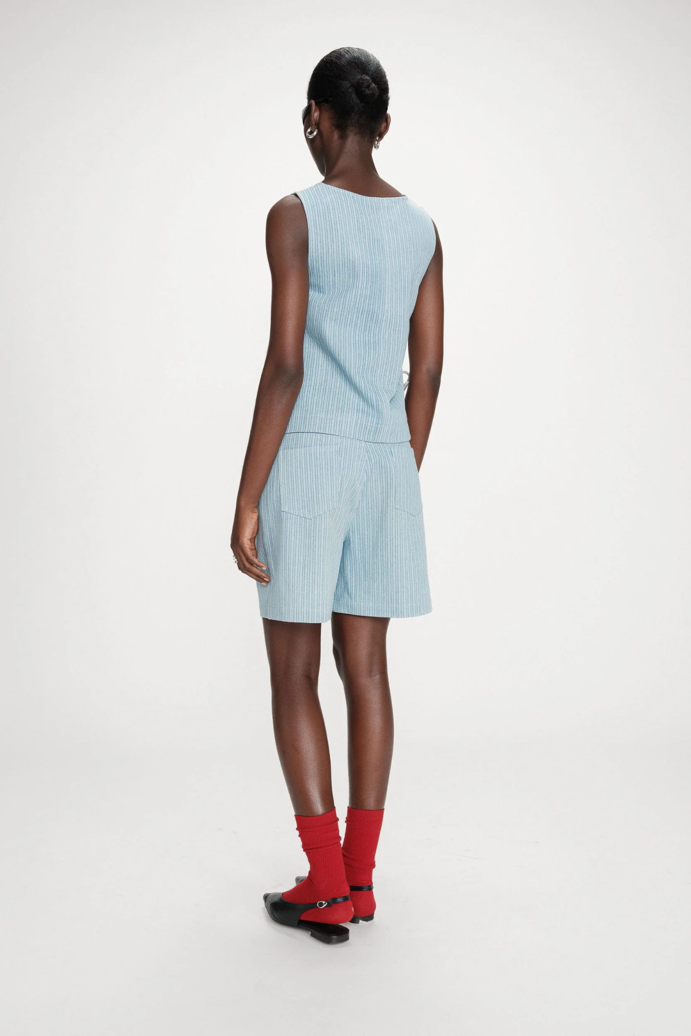 VENDOME DENIM TOP - STRIPED BLUE