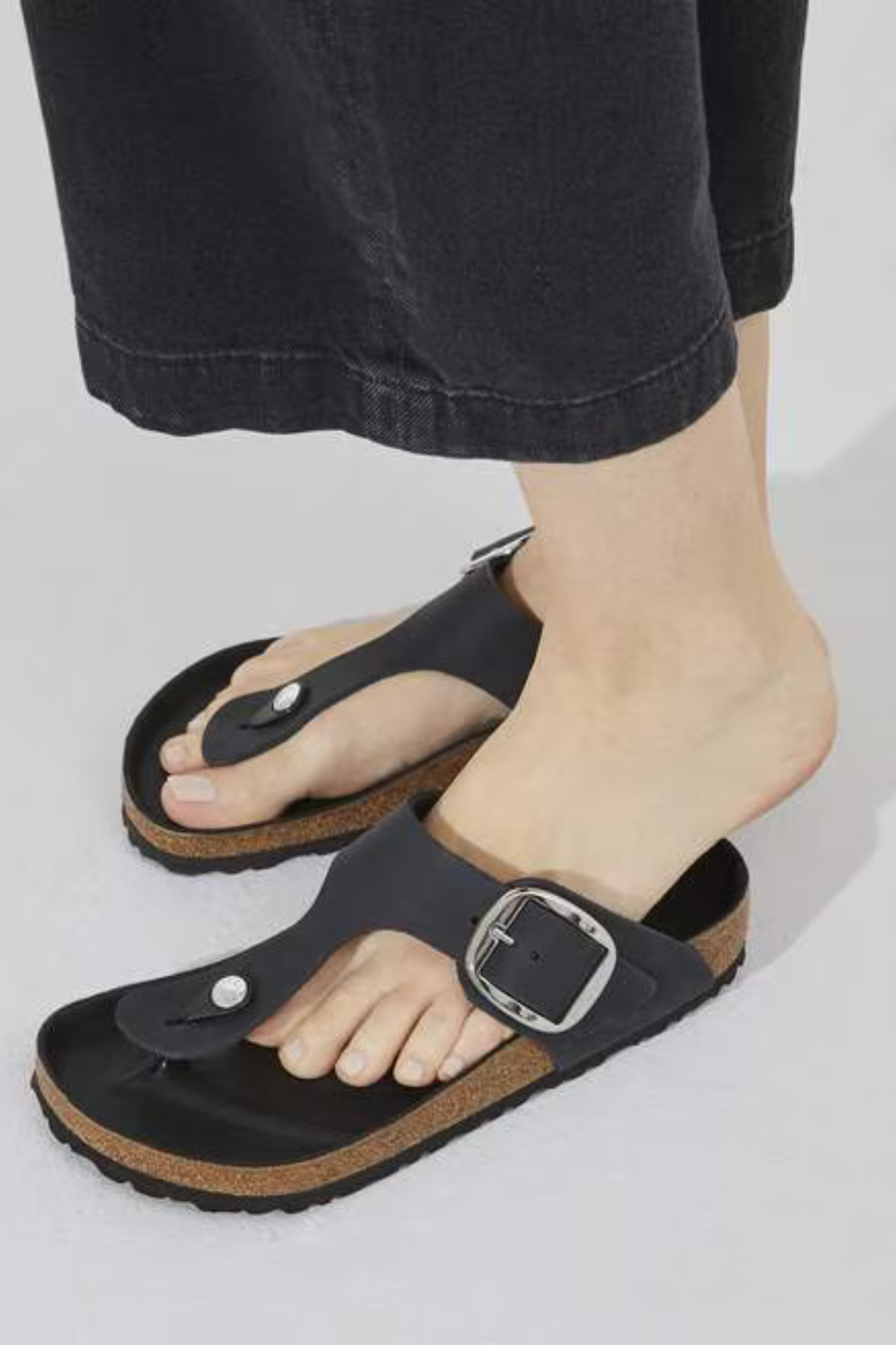 GIZEH BIG BUCKLE WOMEN SANDALS - BLACK