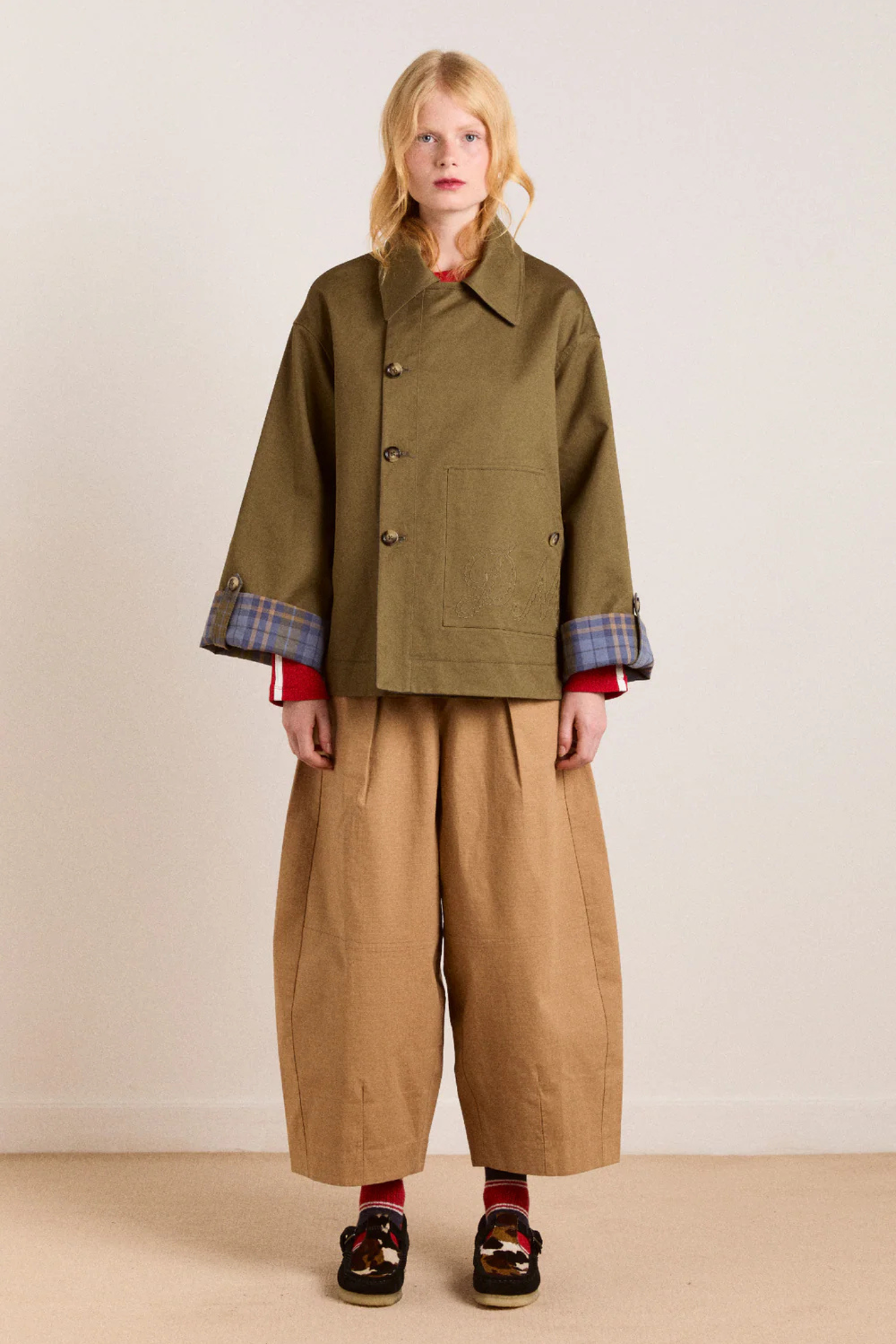 JERRY CROP TRENCH COAT - OLIVE