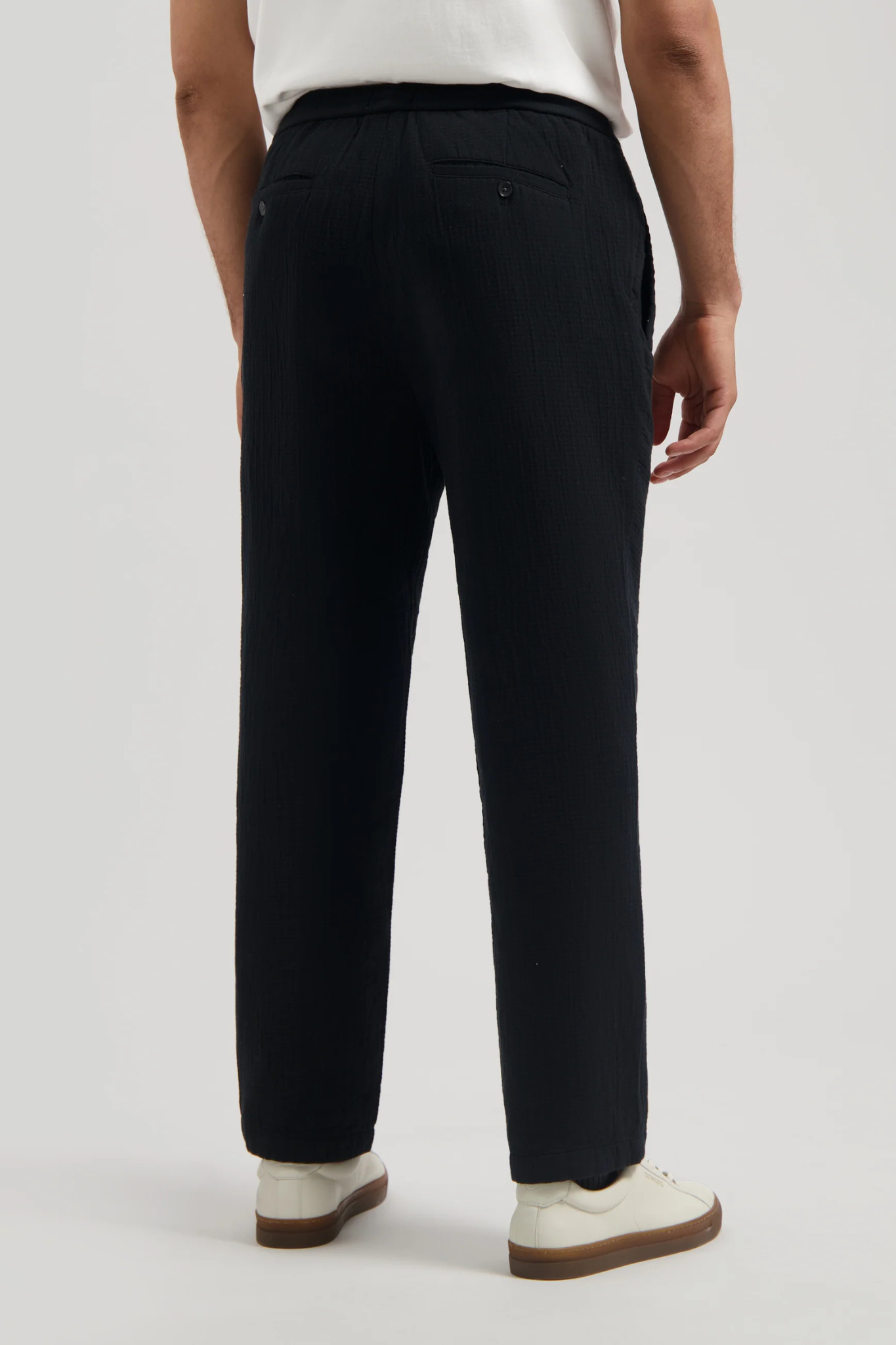 BRANDO SEERSUCKER SLUB WAVE PANTS - BLACK