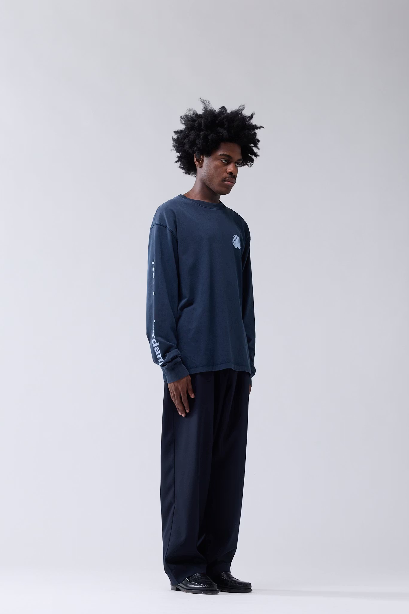 LOGO LONGSLEEVE T-SHIRT - NAVY/DENIM BLUE