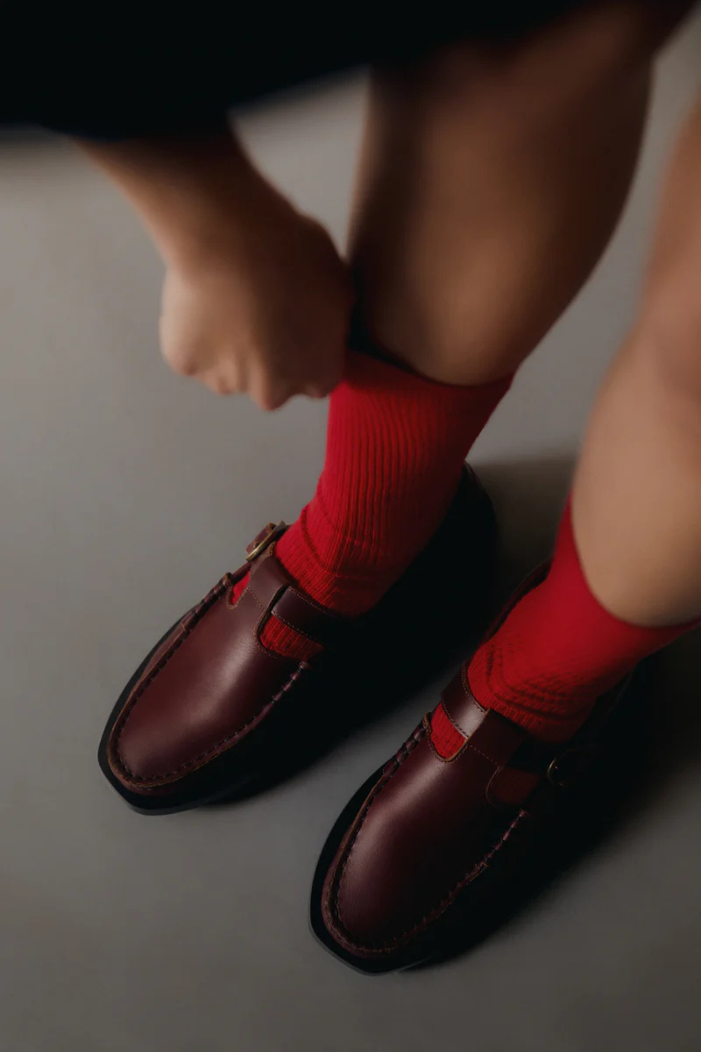 VEGA LEATHER T-BAR SHOES - REDISH