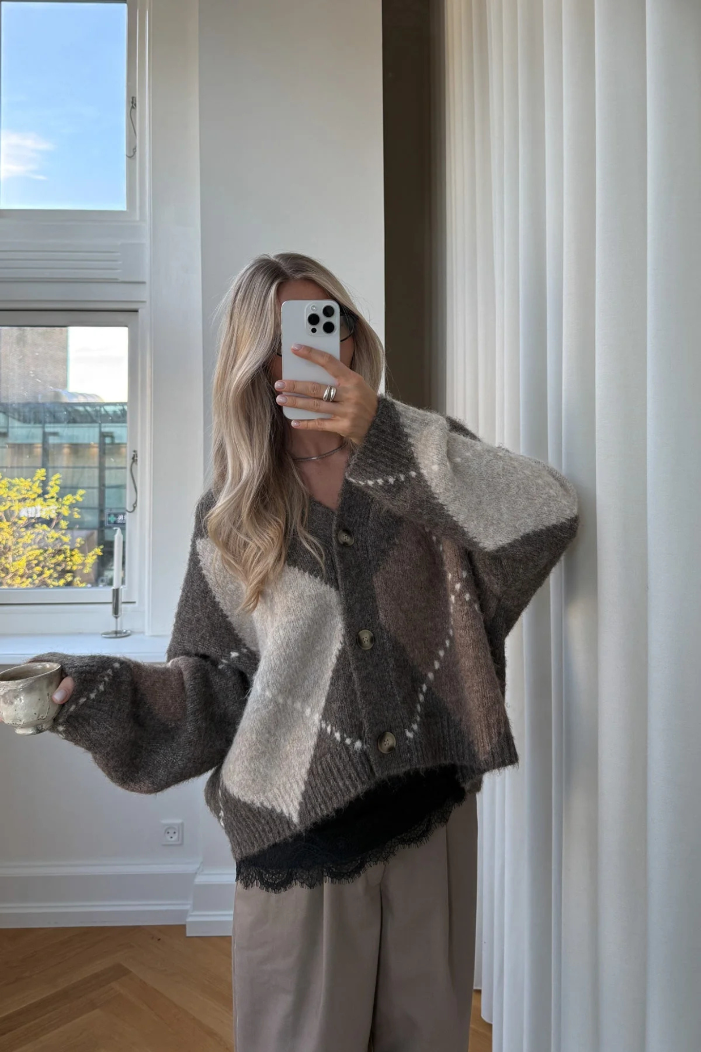 LAIANA KNIT CARDIGAN - ASH BROWN MIX