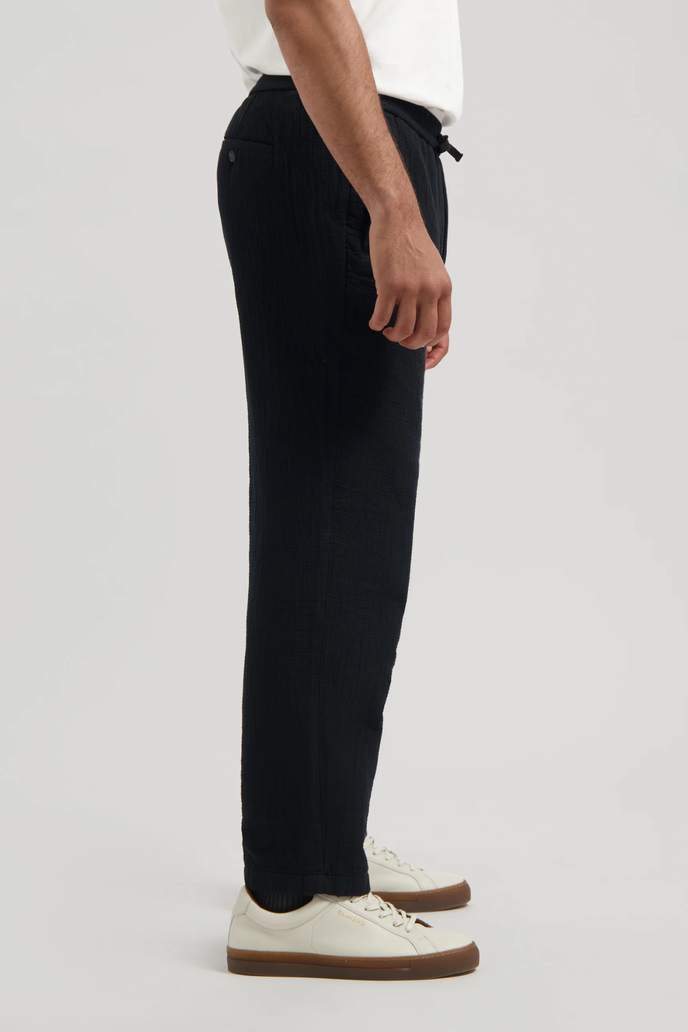 BRANDO SEERSUCKER SLUB WAVE PANTS - BLACK