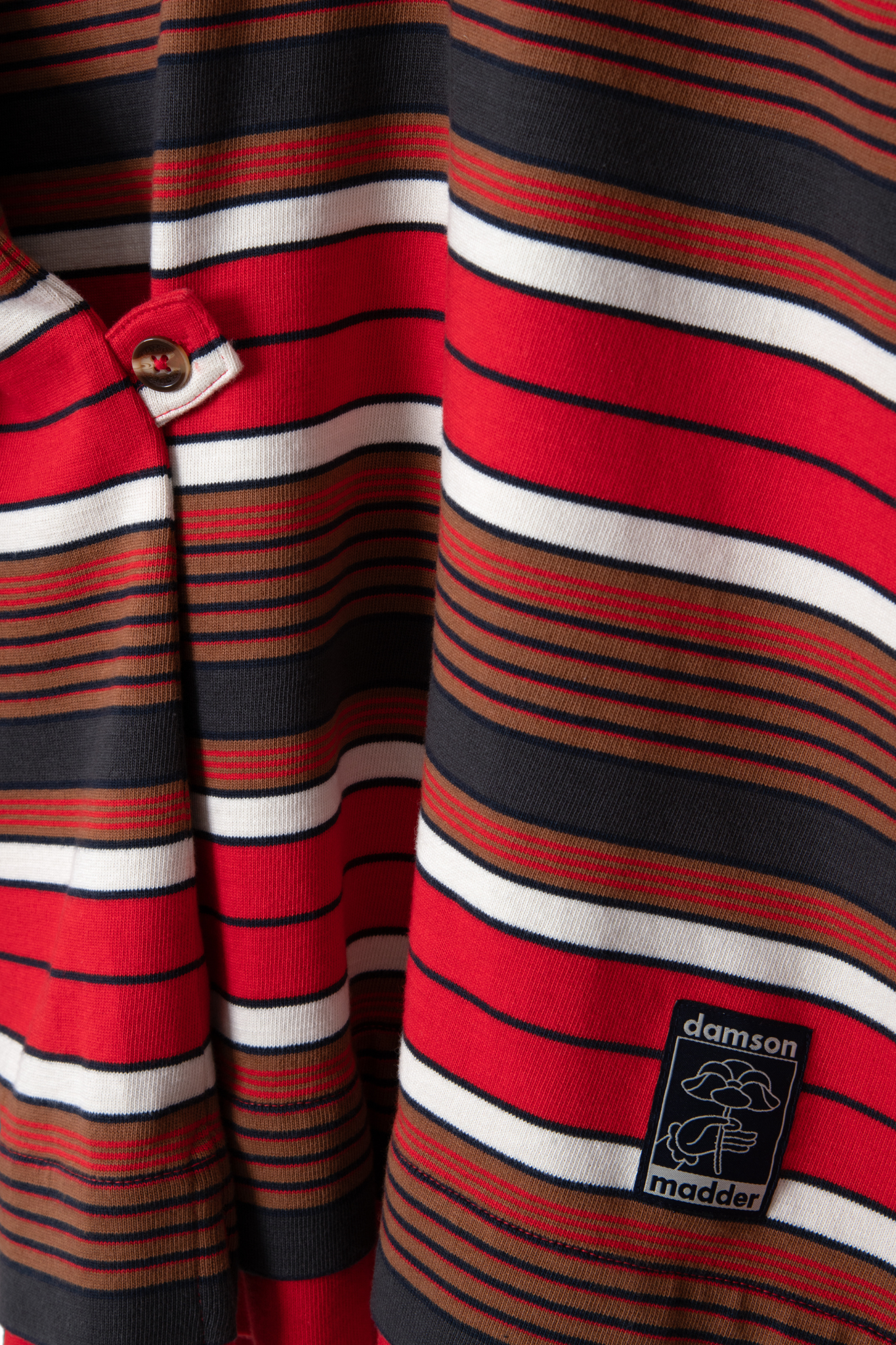 NOAH CINCH RUGBY SHIRT - RED STRIPE