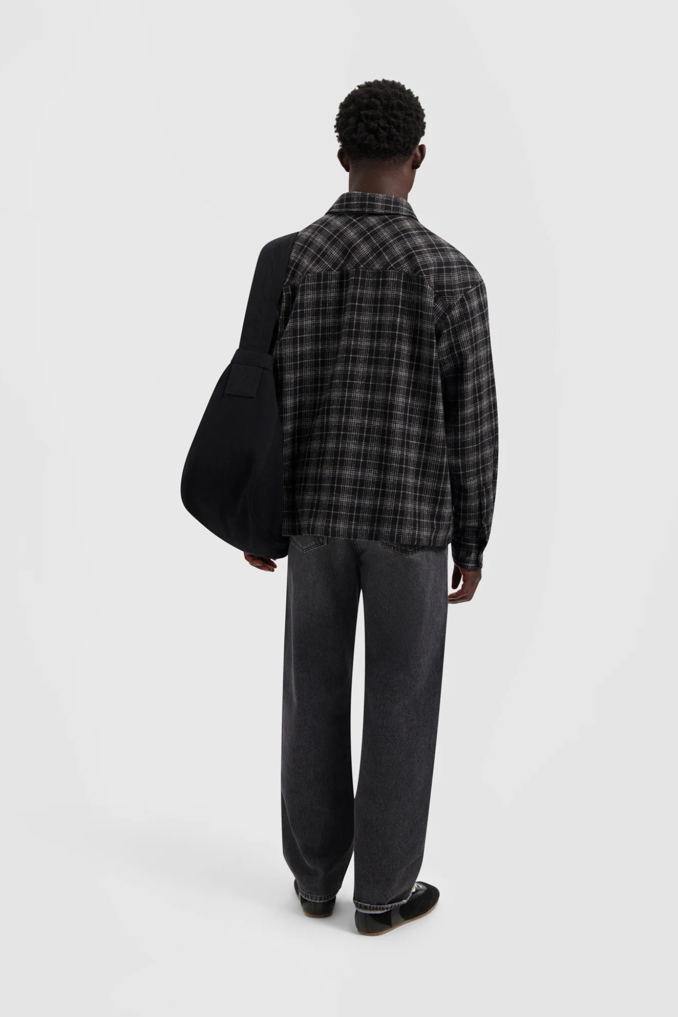 PLAID BOXY SHIRT - CHARCOAL