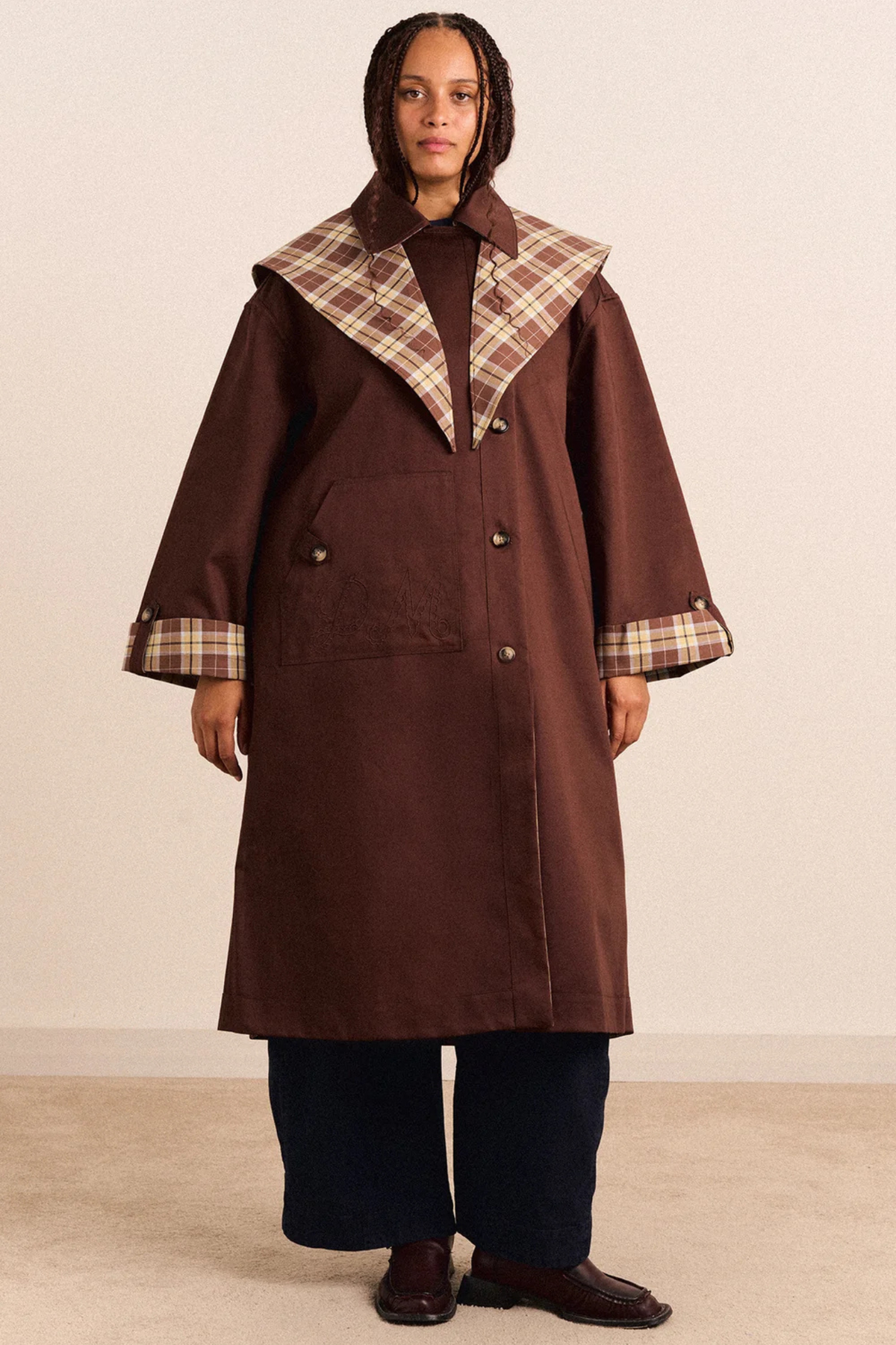 OMKEERBARE LONGLINE JERRY TRENCH JAS - CHOCOLADE