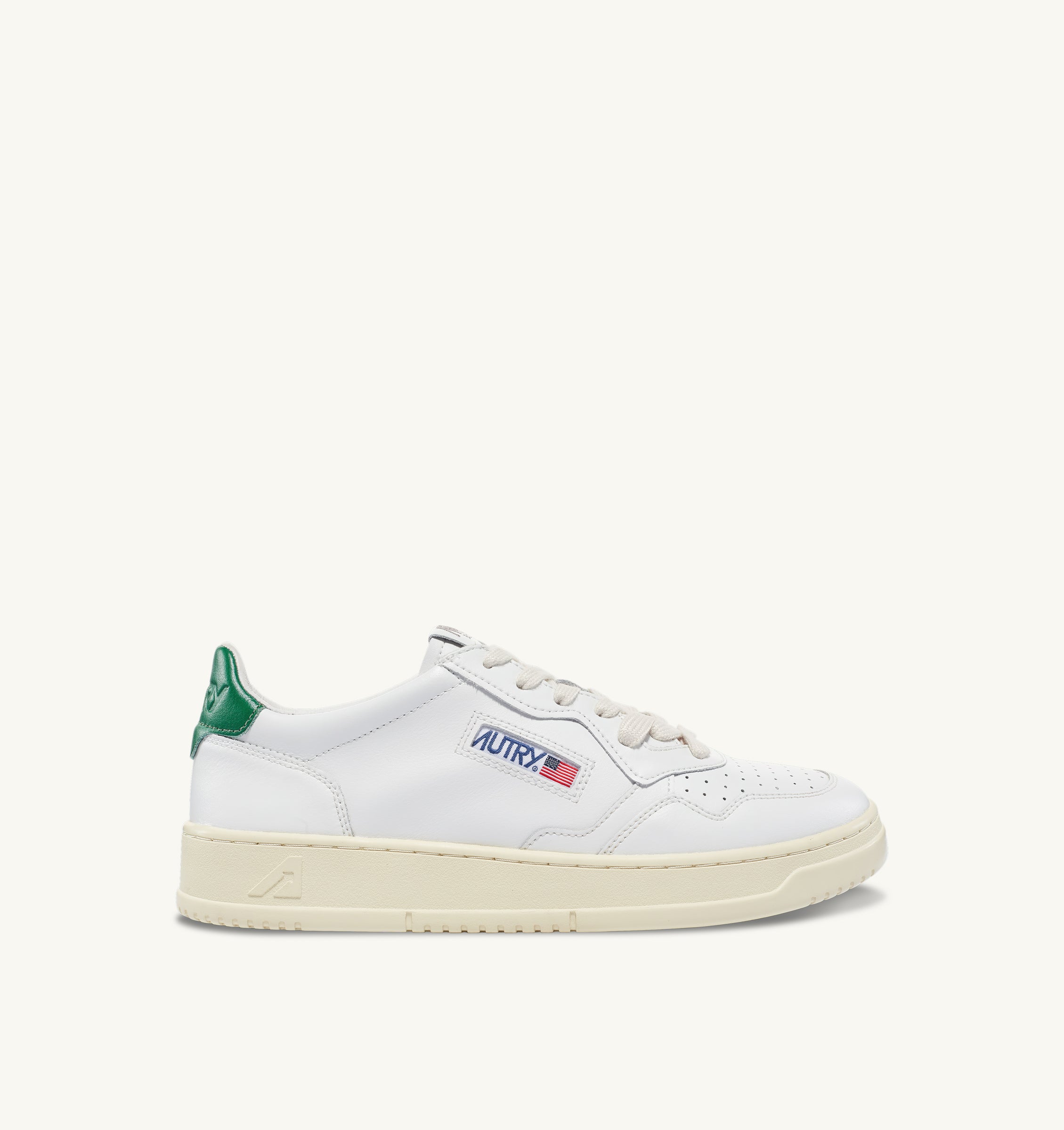 AULW-LL20 - MEDALIST LOW SNEAKERS IN LEATHER WHITE AND GREEN