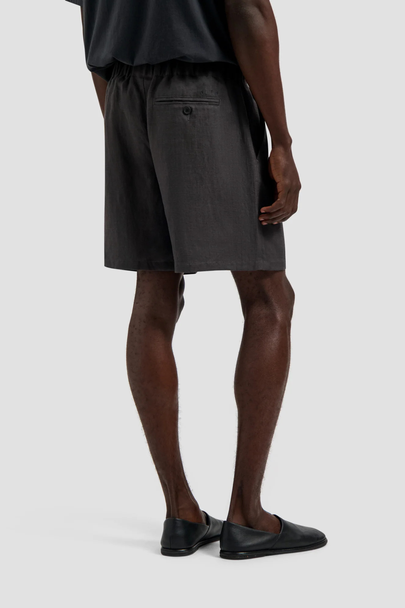 LINEN BLEND SHORT - CHARCOAL