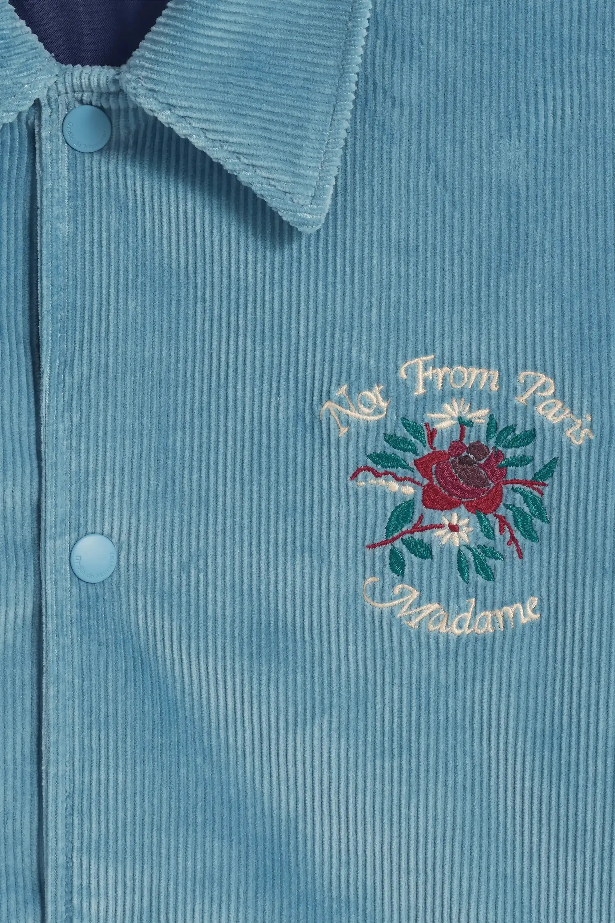 LA VESTE SLOGAN FLEURS CORDUROY - BLUE GREY