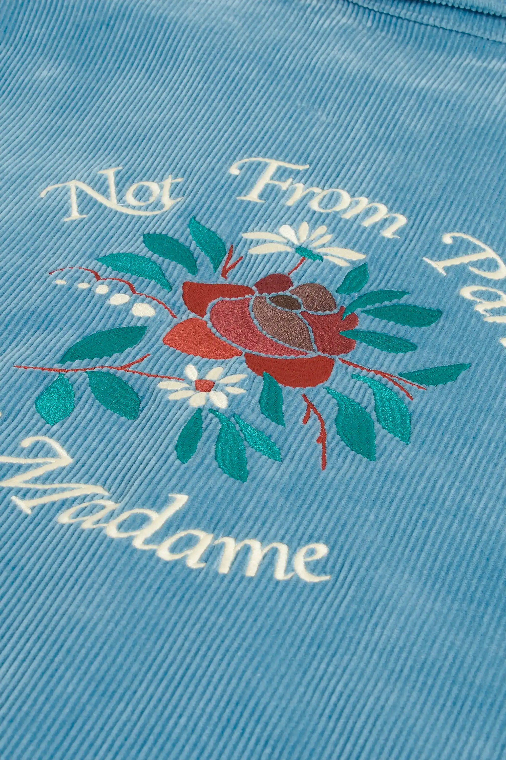 LA VESTE SLOGAN FLEURS CORDUROY - BLUE GREY