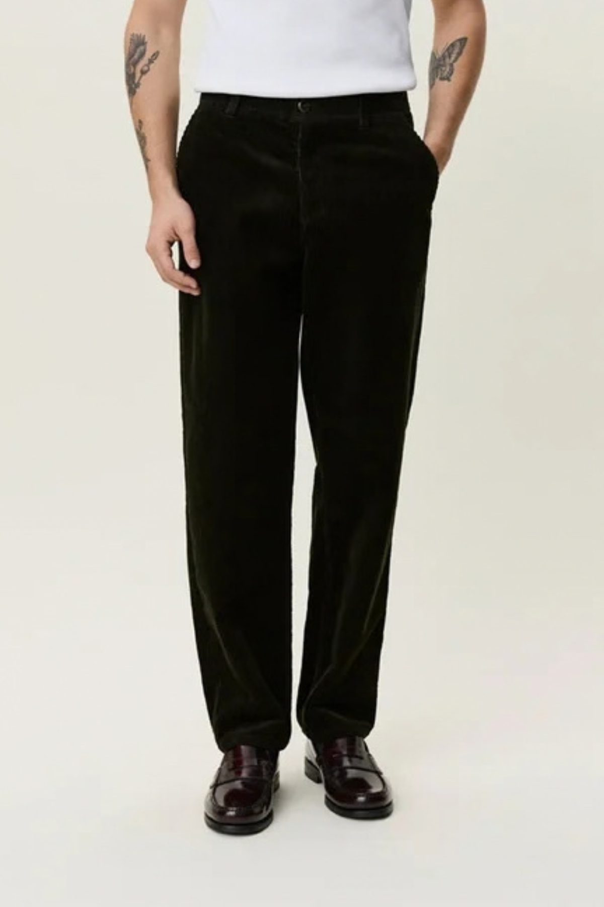CORDUROY TAPERED PANTS - ROSIN GREEN
