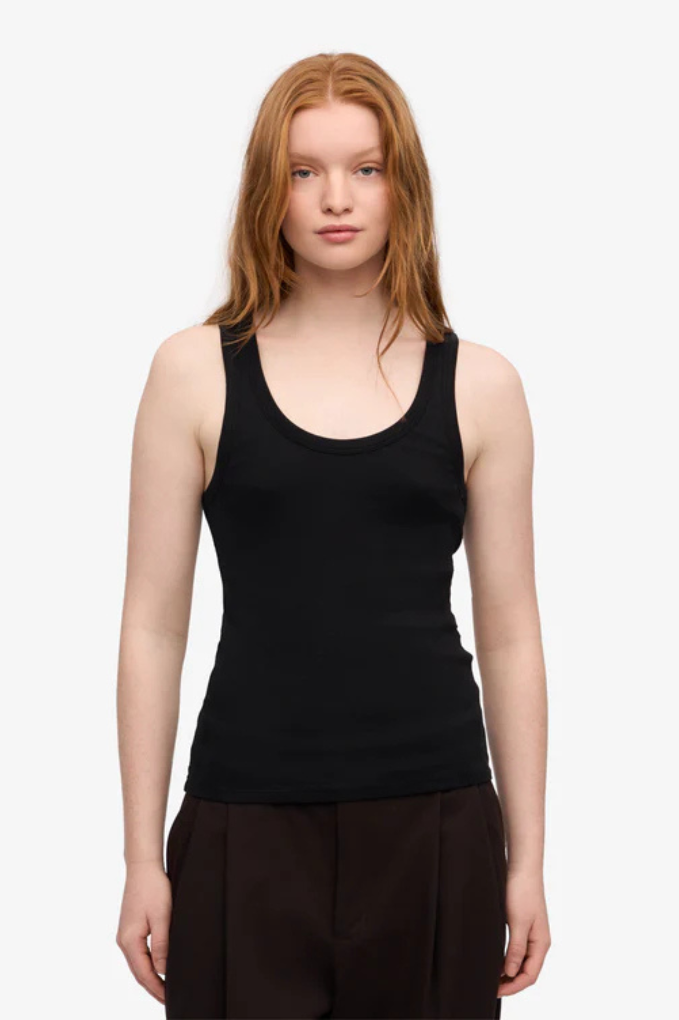 ORGANIC RIB TANK TOP WOMEN - DEEP BLACK