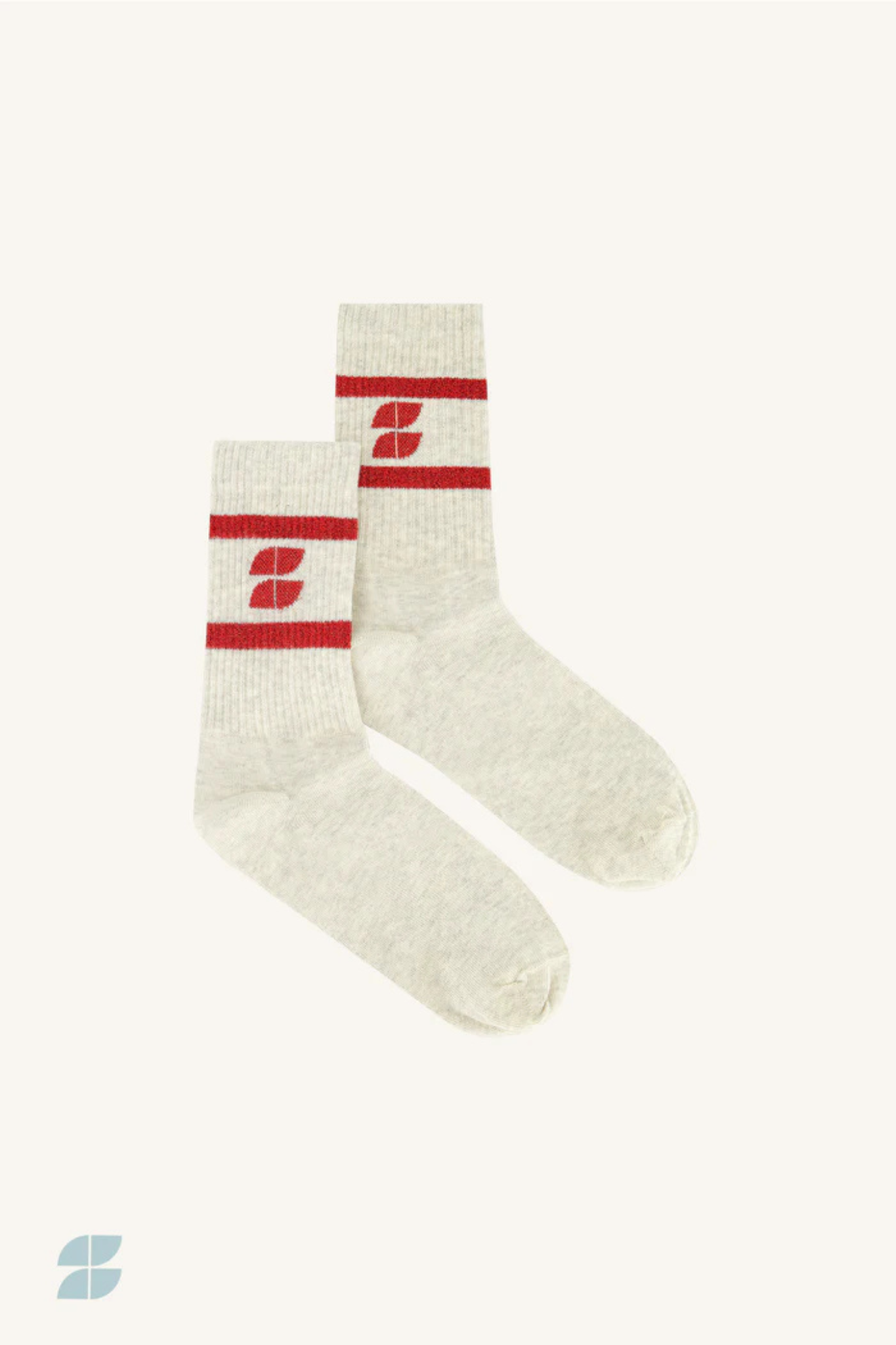 LOGO SPARKLE GREY SOCKS - LIPSTICK