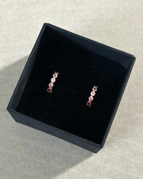 BR OLIVE PINK SWAROVSKI CLIP EARRINGS