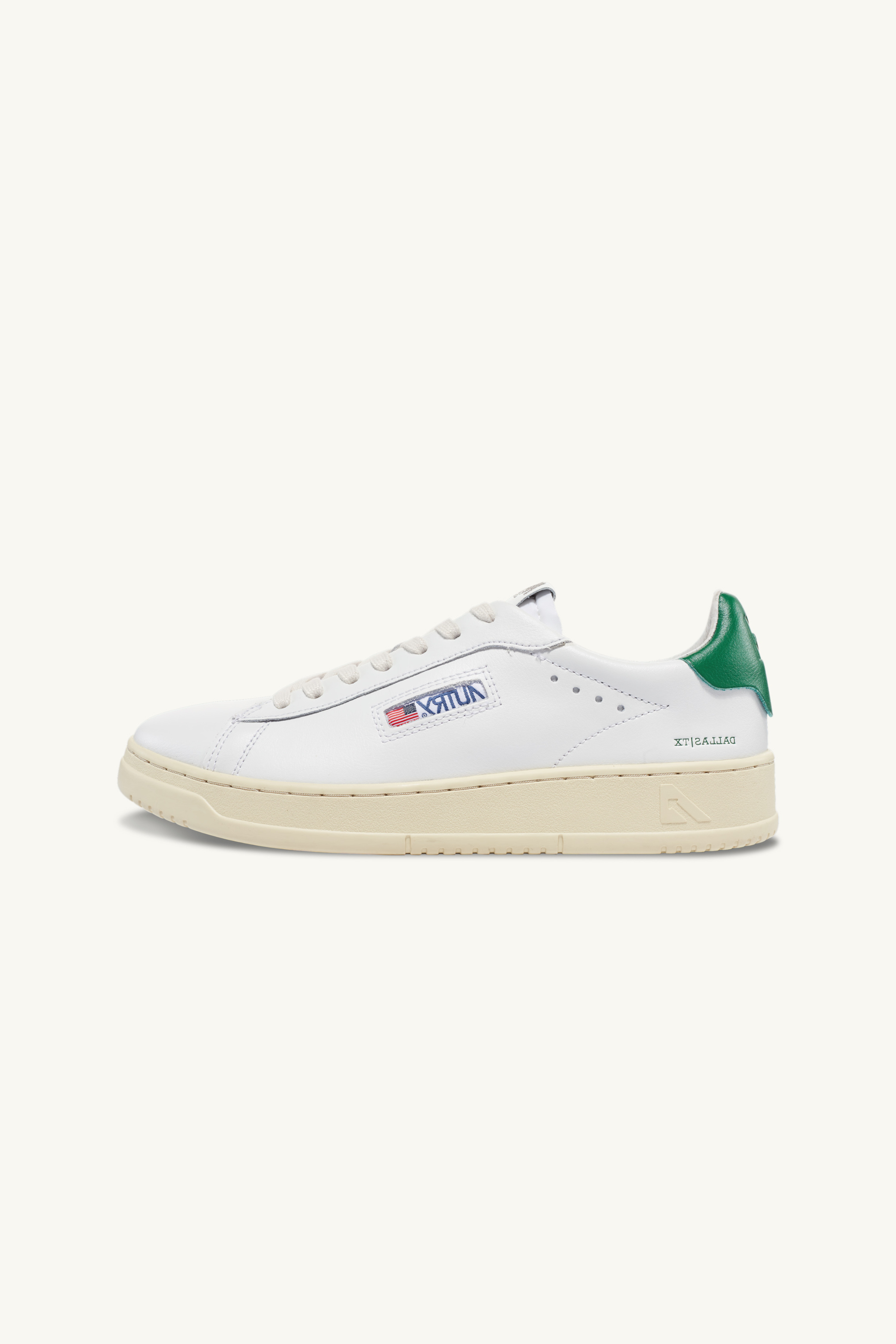 ADLM-NW02 - DALLAS LOW SNEAKERS IN LEATHER COLOR WHITE AND GREEN
