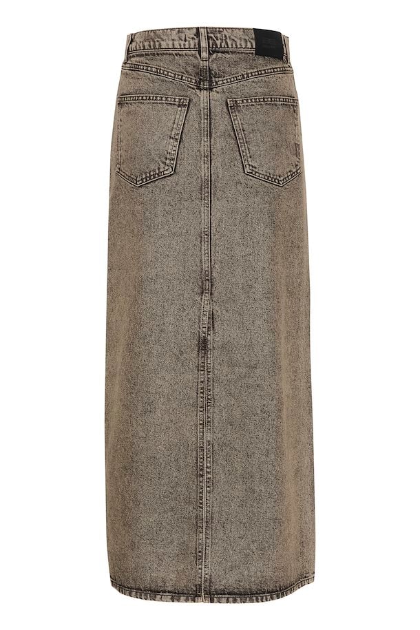 BRENDA HW LONG SKIRT - GREY BROWN WASHED
