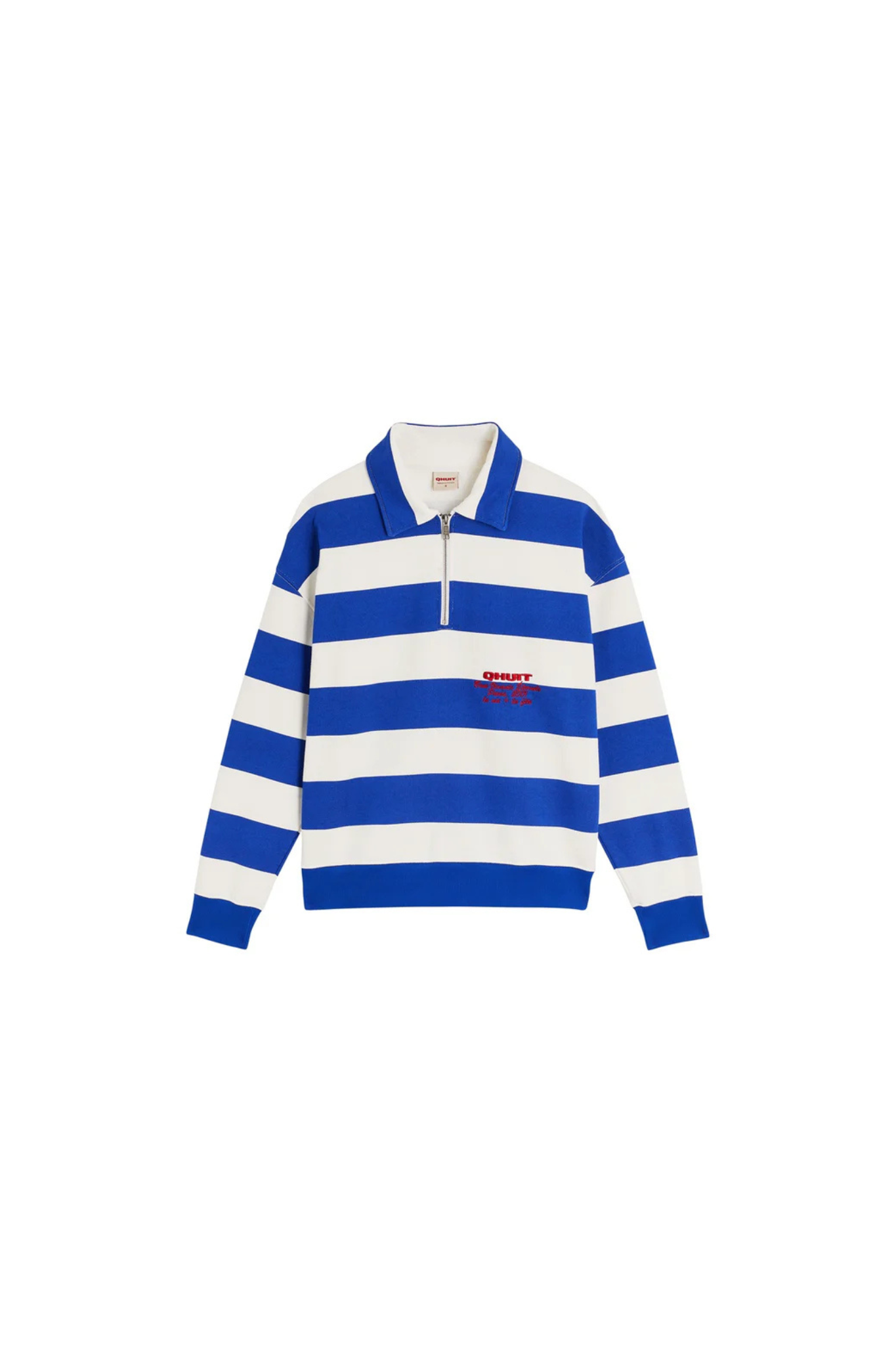 BRETON BLUE ZIP POLO - BLUE