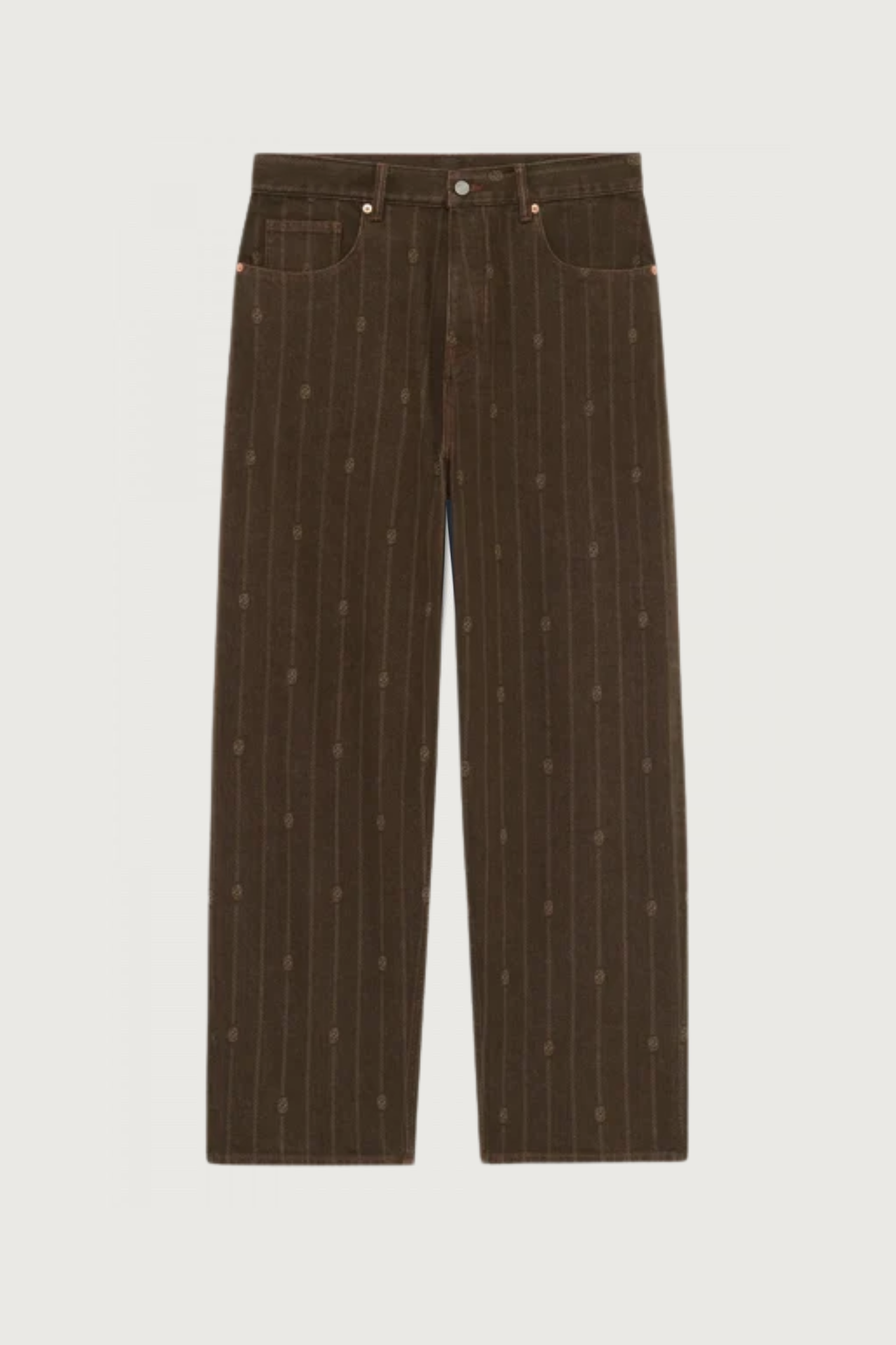 MONOGRAM BAGGY JEANS - BROWN