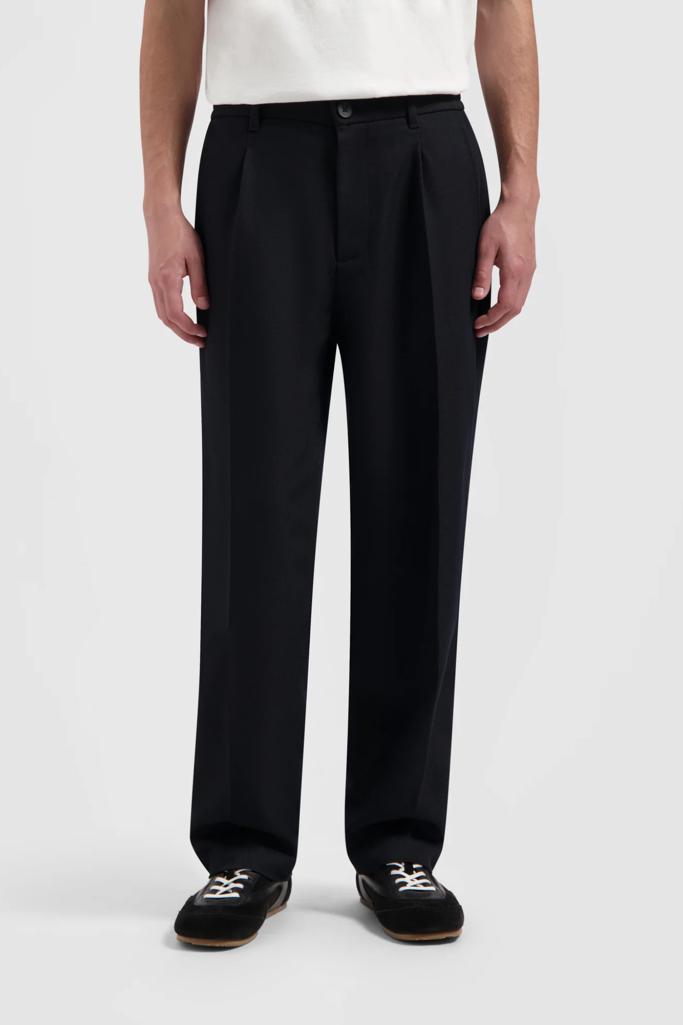 REGULAR TWILL PLEATED PANT - CHARCOAL