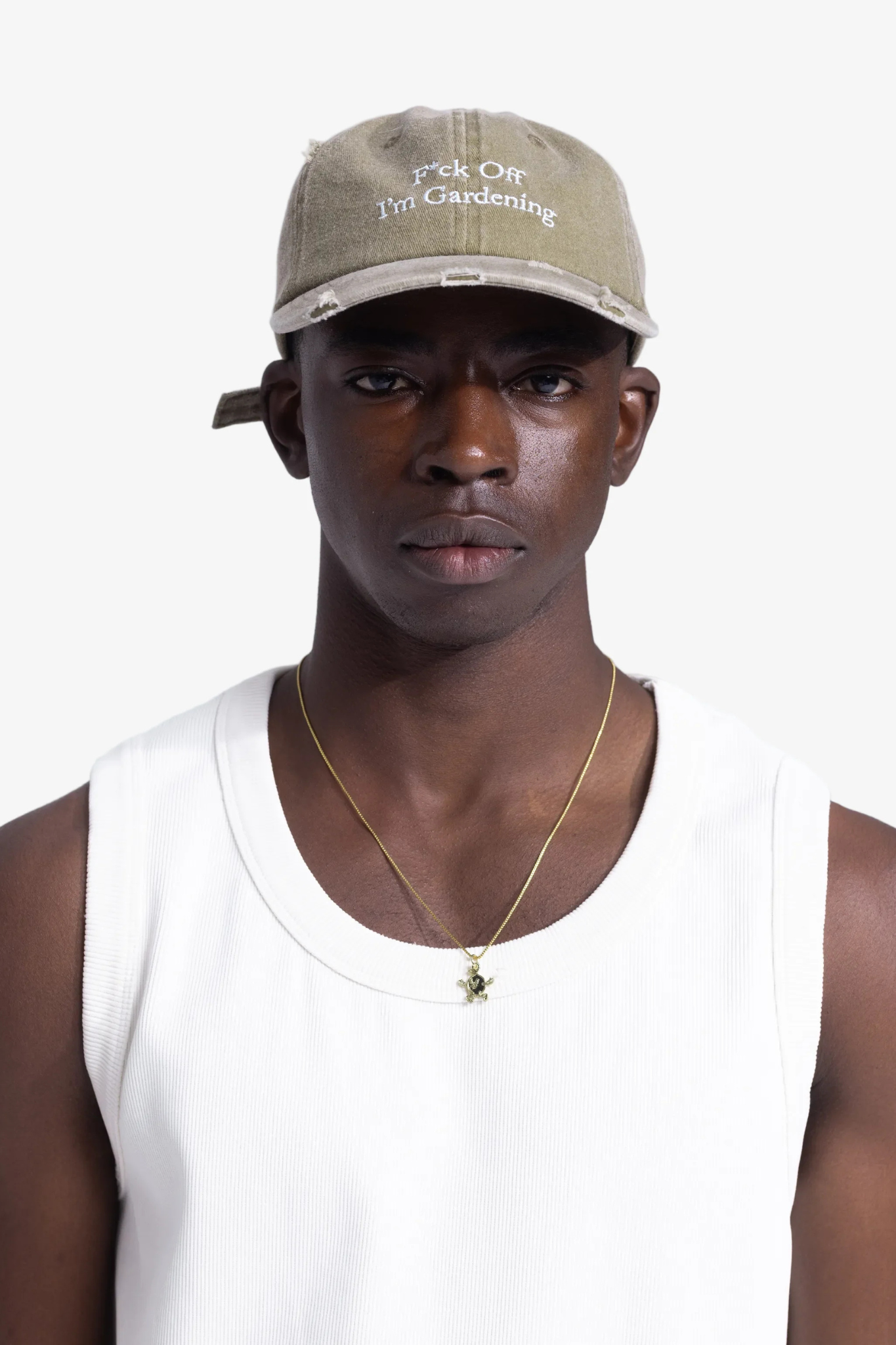 DISTRESSED F*CK OFF I'M GARDENING CAP - OLIVE GREEN