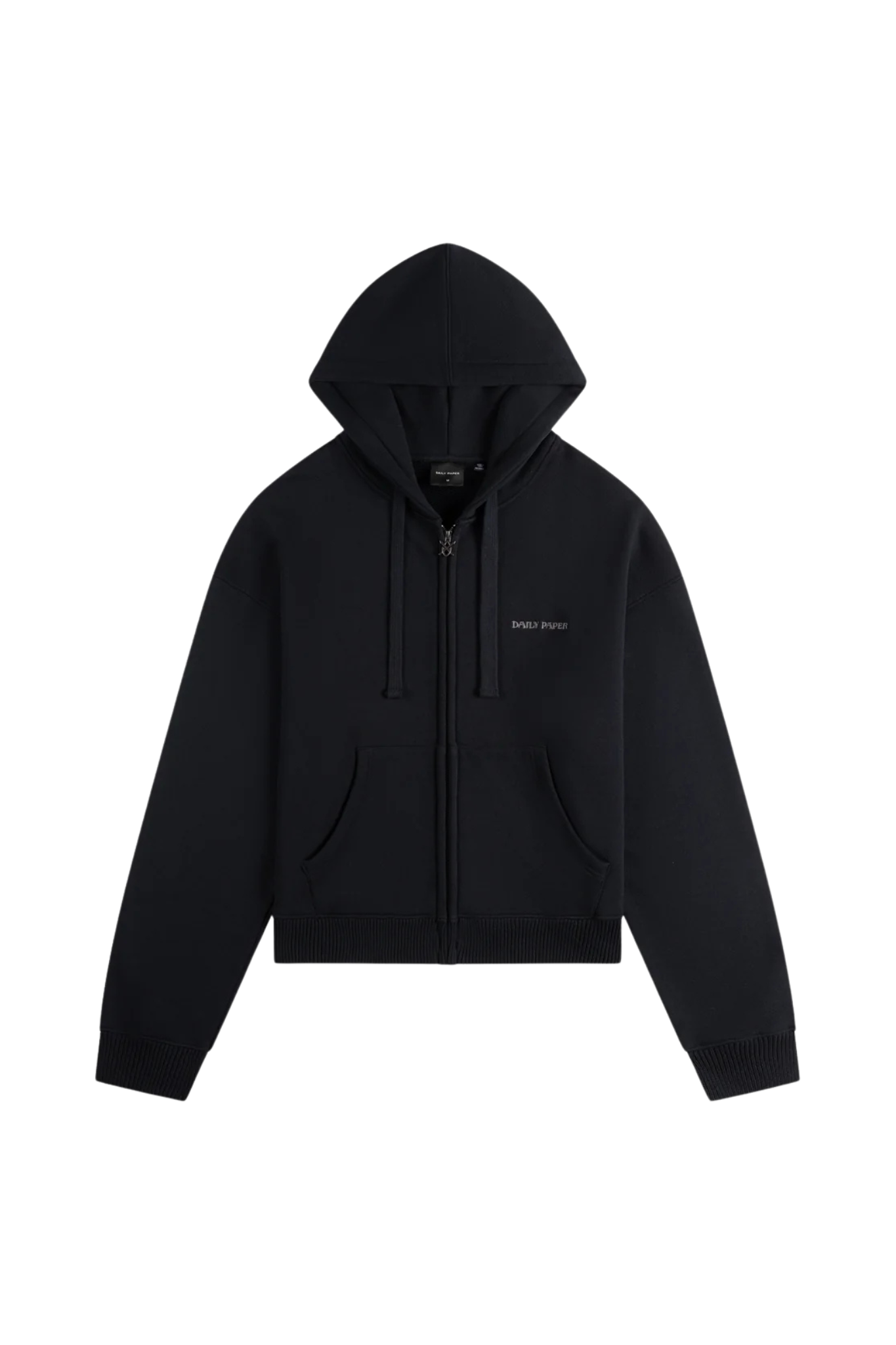 BOXY ZIP UP HOODIE - BLACK