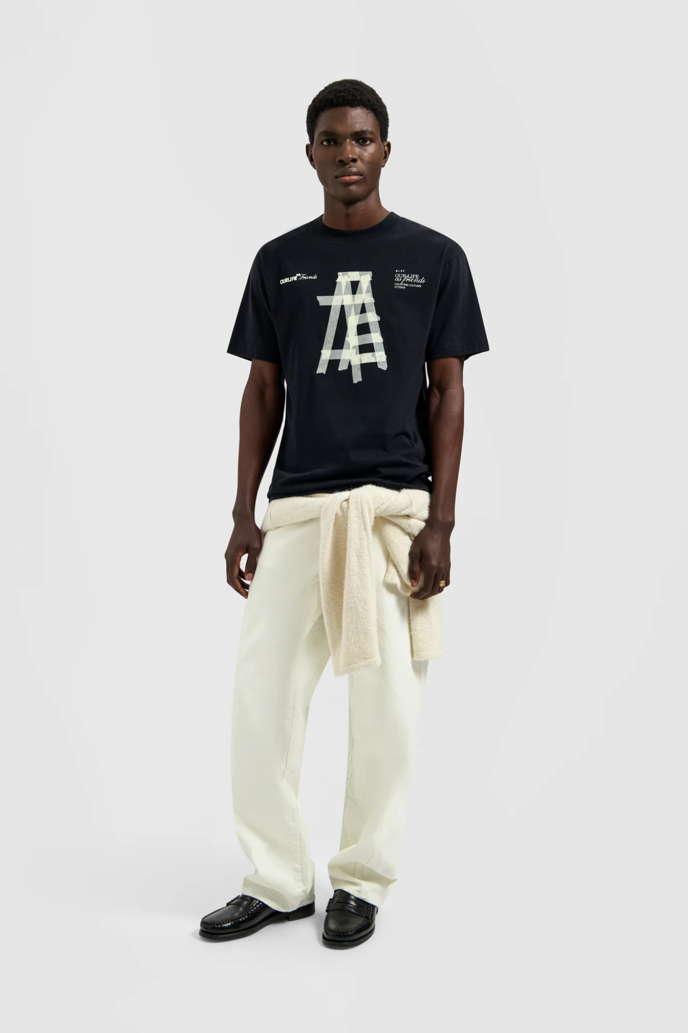 TAPED LADDER T-SHIRT - BLACK