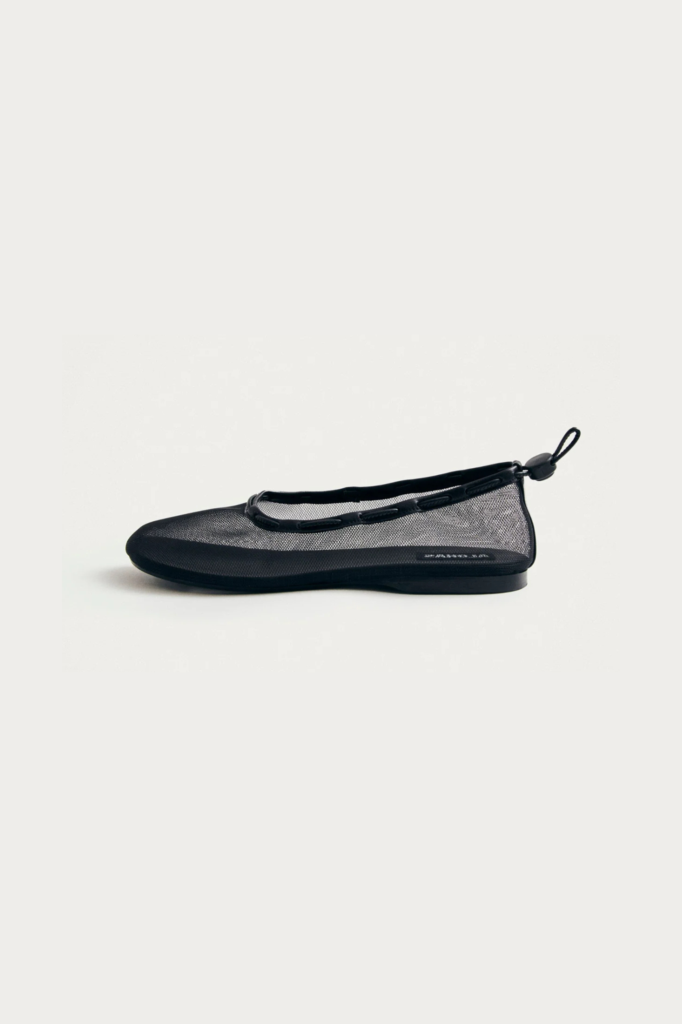 GILL MESH LEATHER BALLET FLATS - BLACK