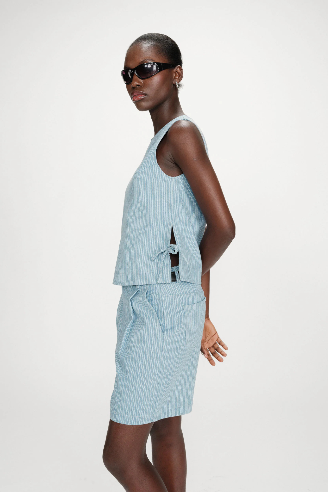 VENDOME DENIM TOP - STRIPED BLUE