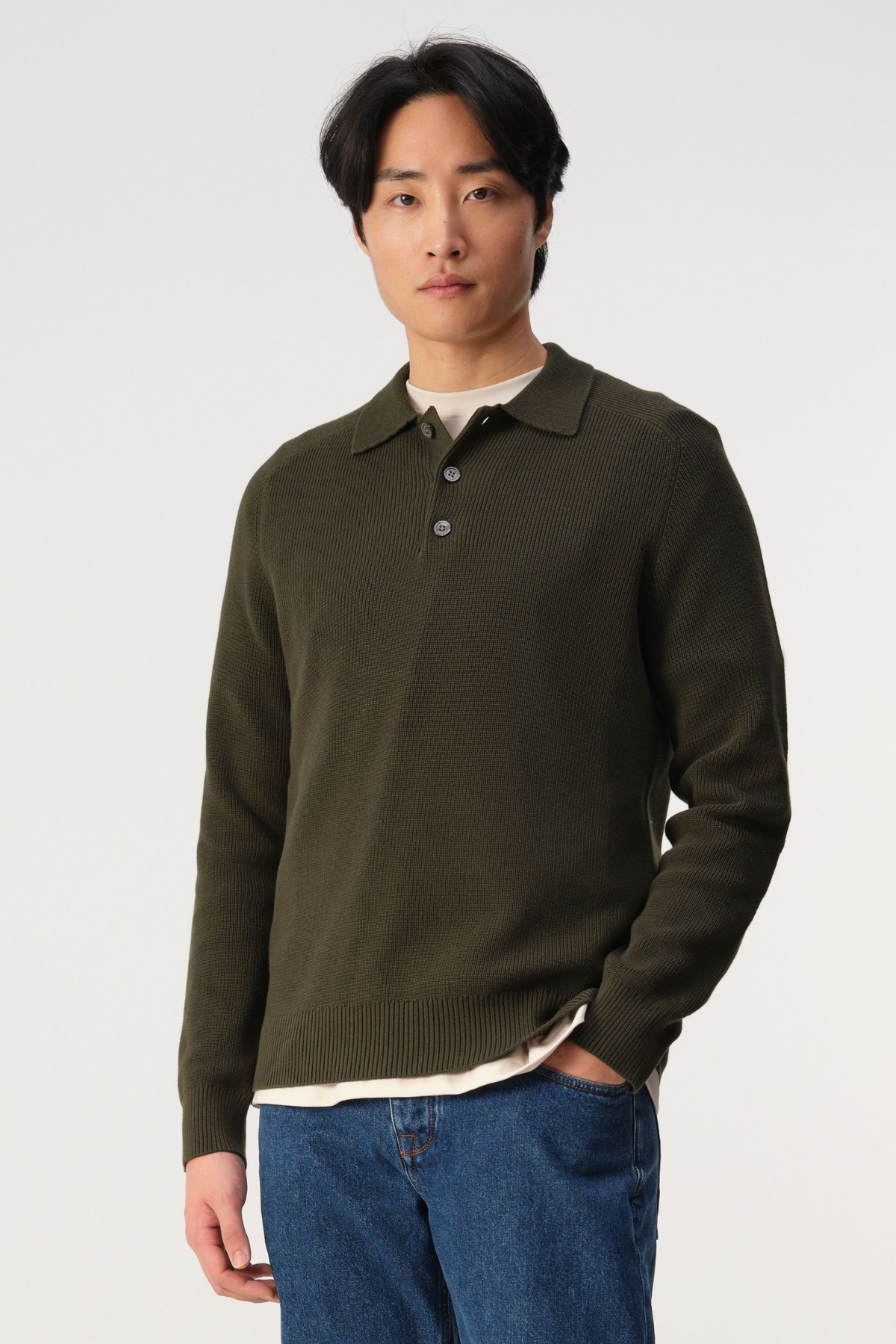 EWALD POLO LONG SLEEVE - DARK GREEN