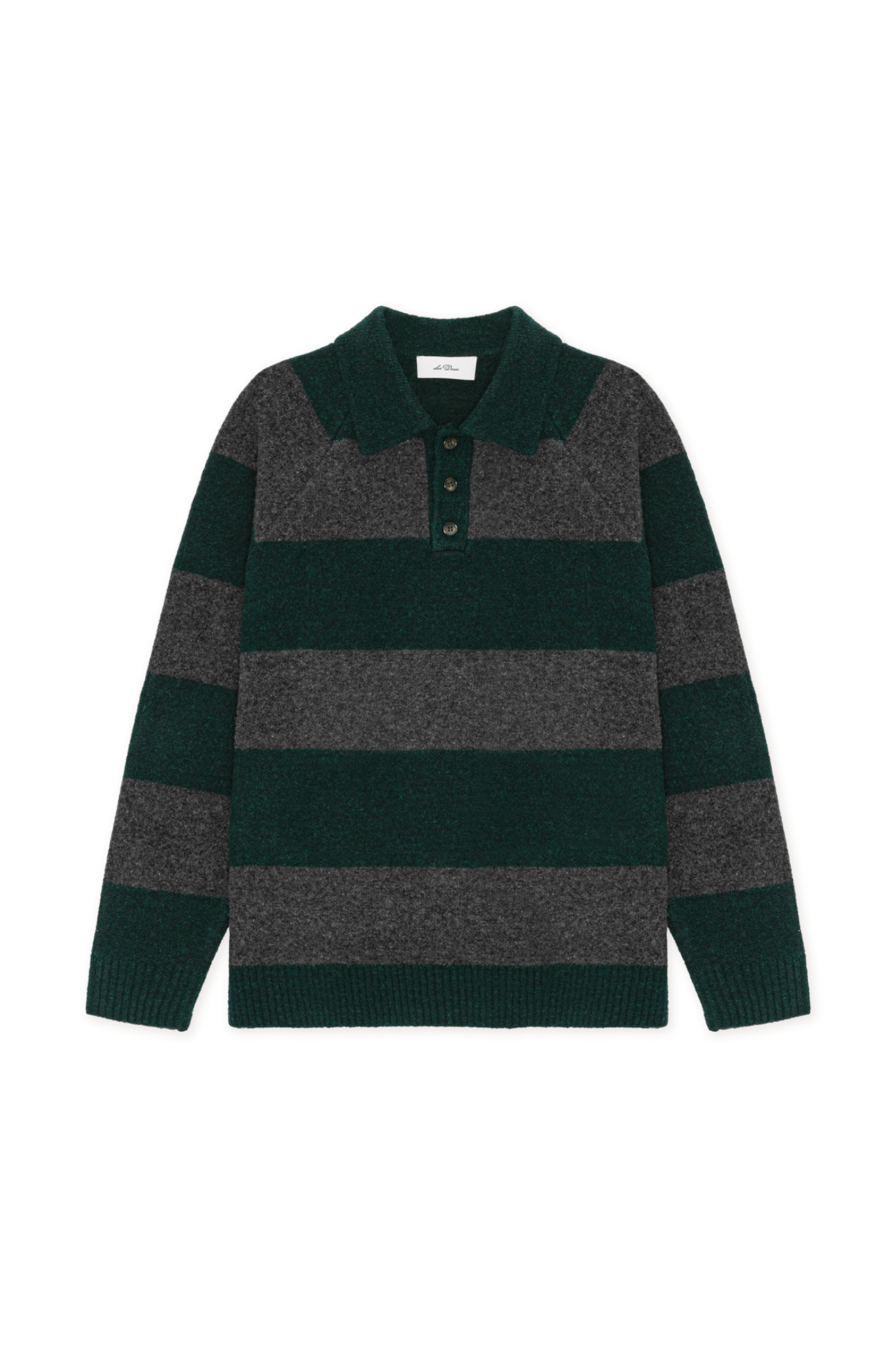 STRIPPED MELANGE KNITTED POLO - ROSIN GREEN