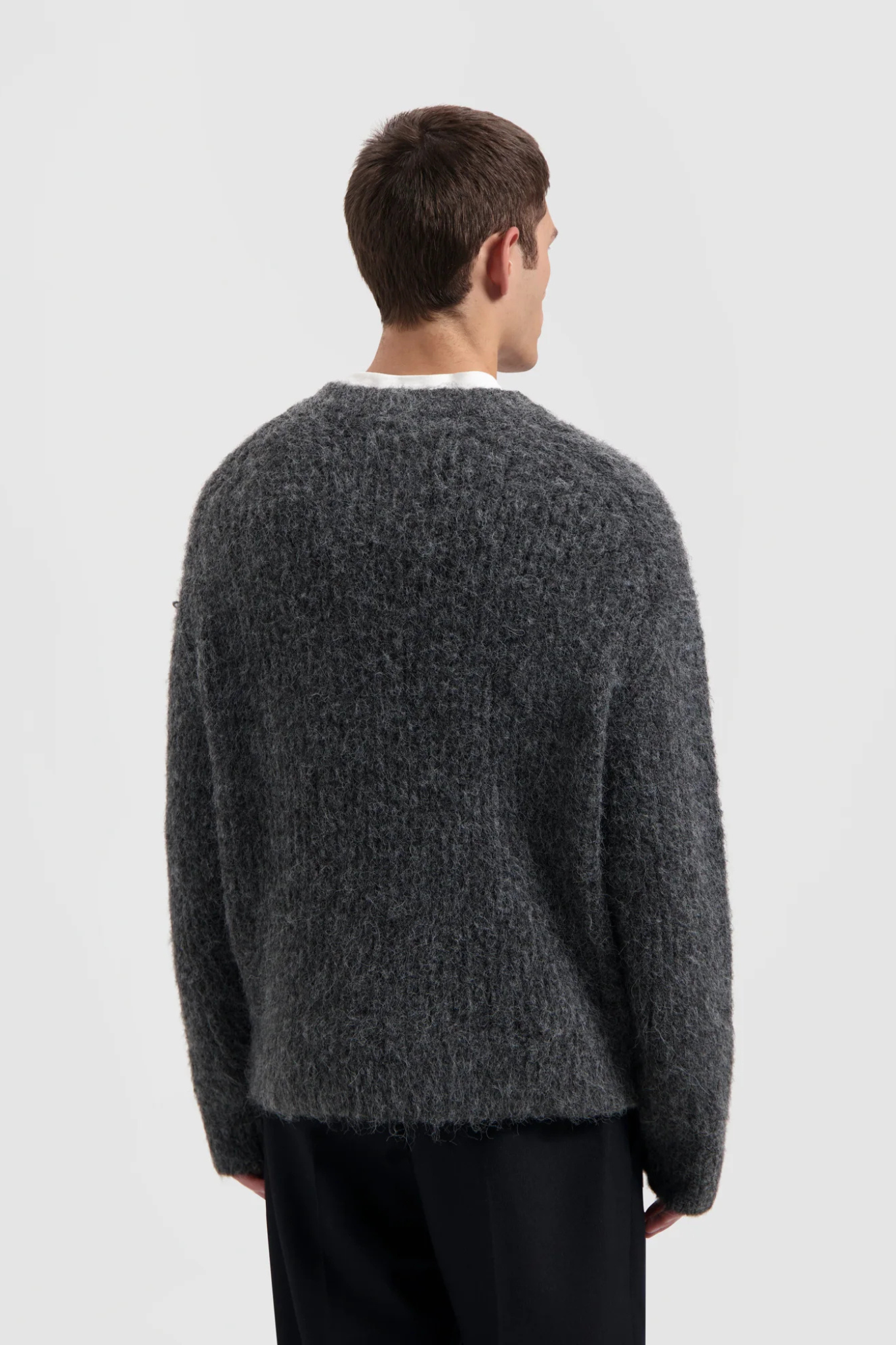 HAIRY KNITTED CREWNECK - CHARCOAL