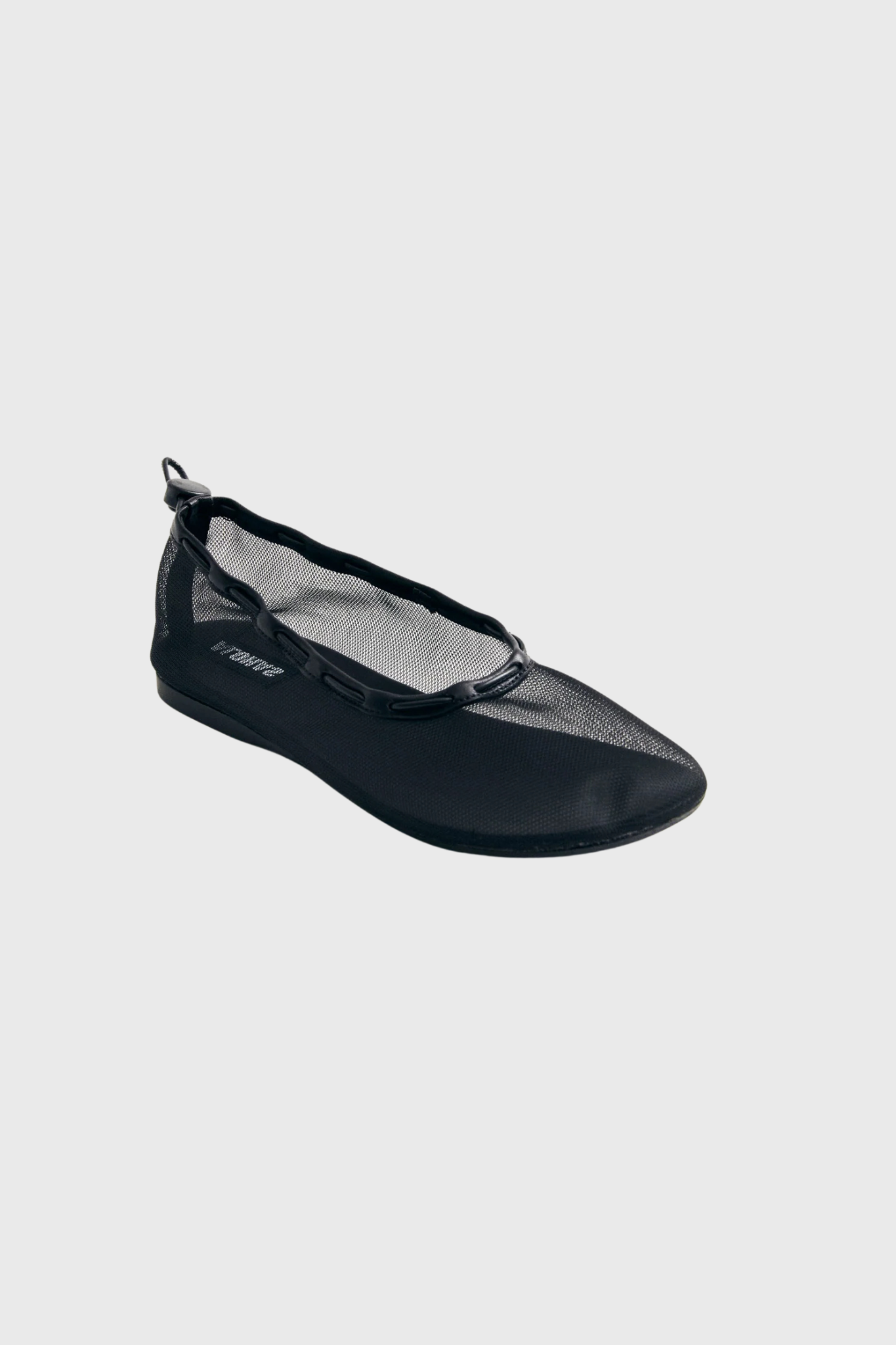 GILL MESH LEATHER BALLET FLATS - BLACK