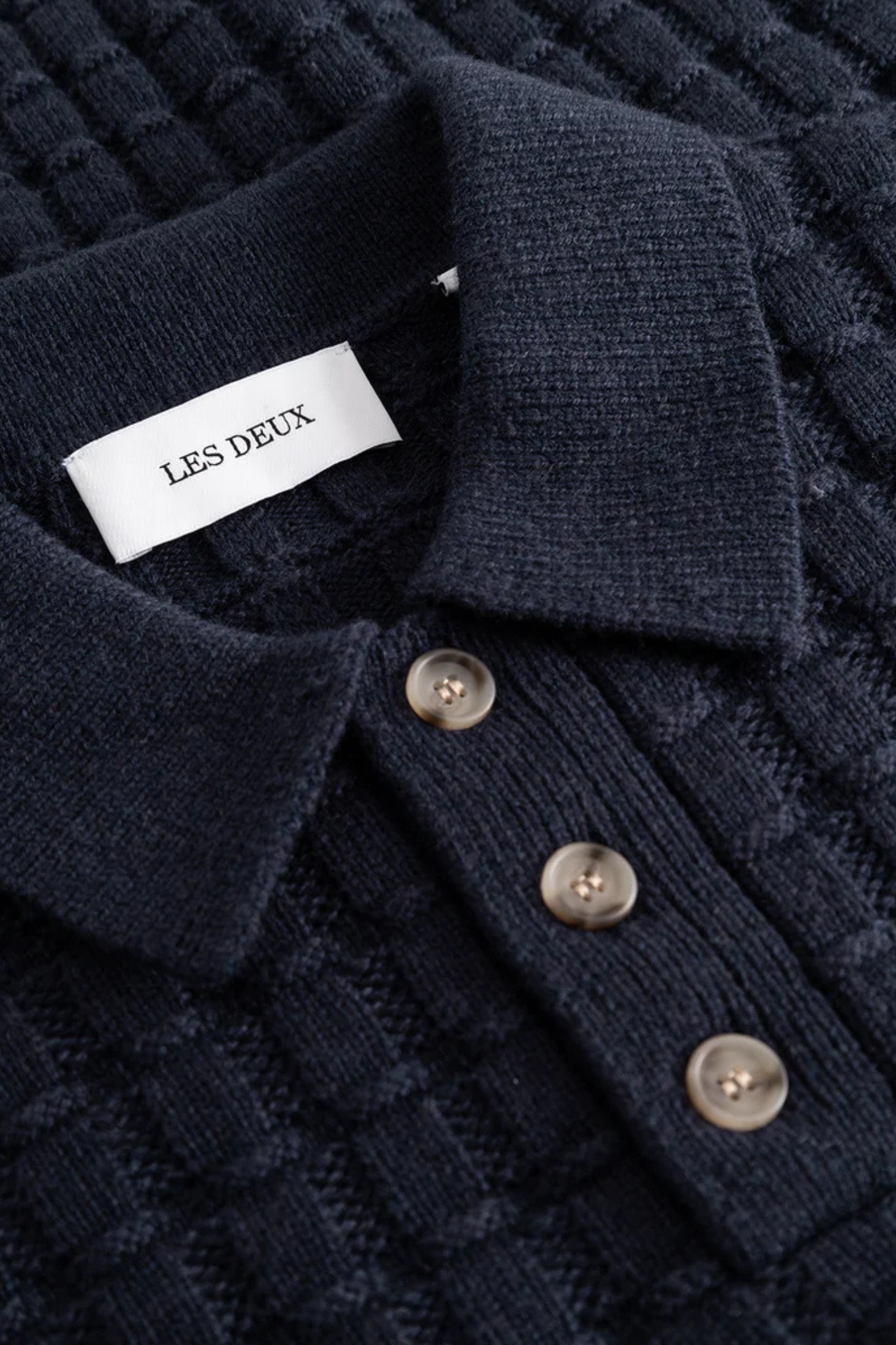 GUSTAV SQUARED STRUCTURE POLO KNIT - DARK NAVY