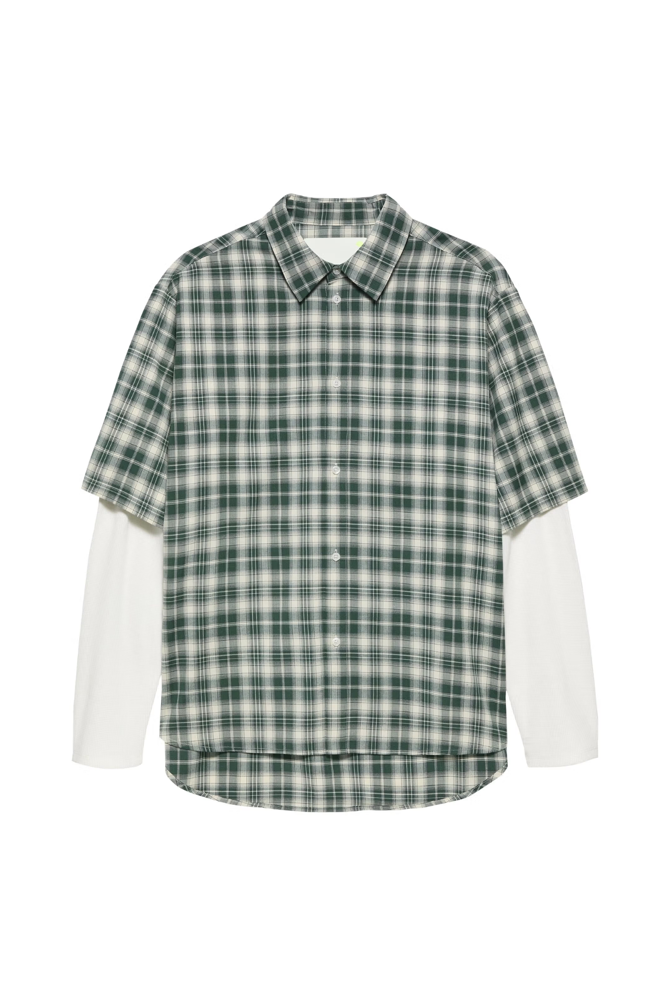 DOUBLE LAYER SHIRT - GREEN/WHITE CHECK