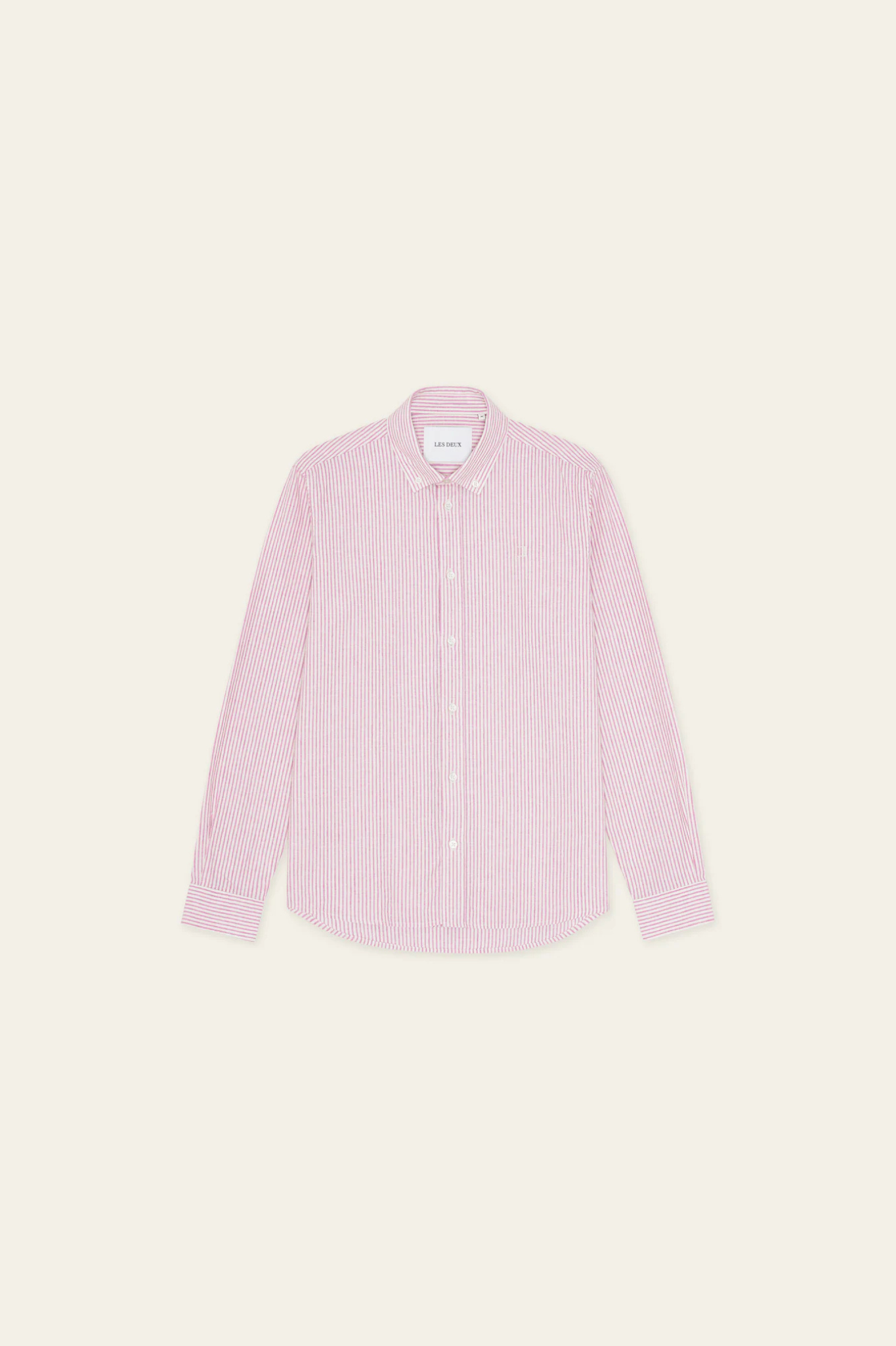 KONRAD STRIPE COTTON LINEN SHIRT - CROCUS PINK