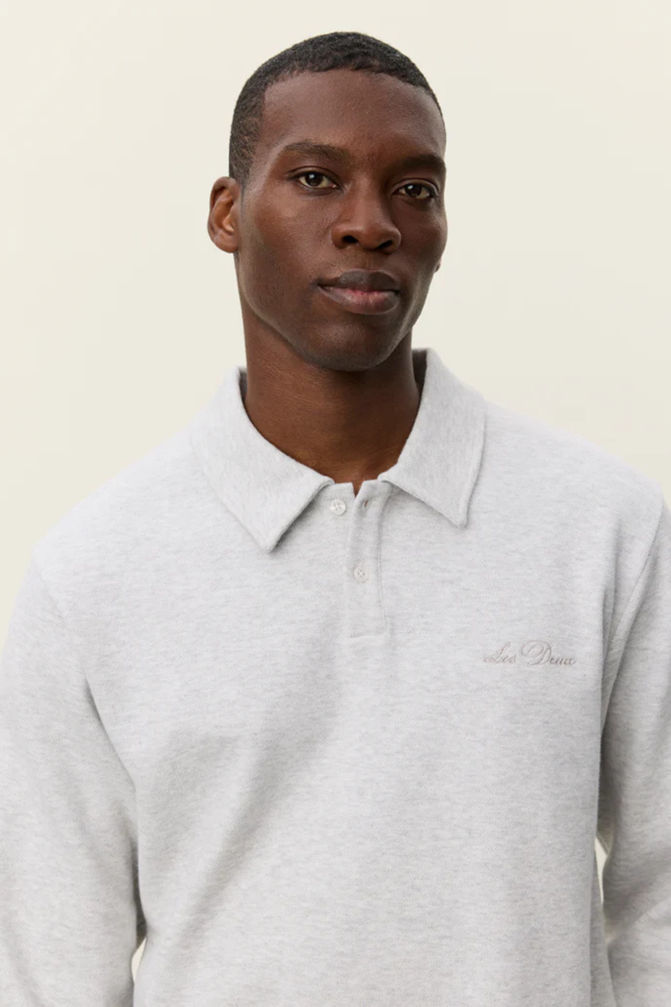 BEN POLO PIQUE SWEATSHIRT - SNOW MELANGE