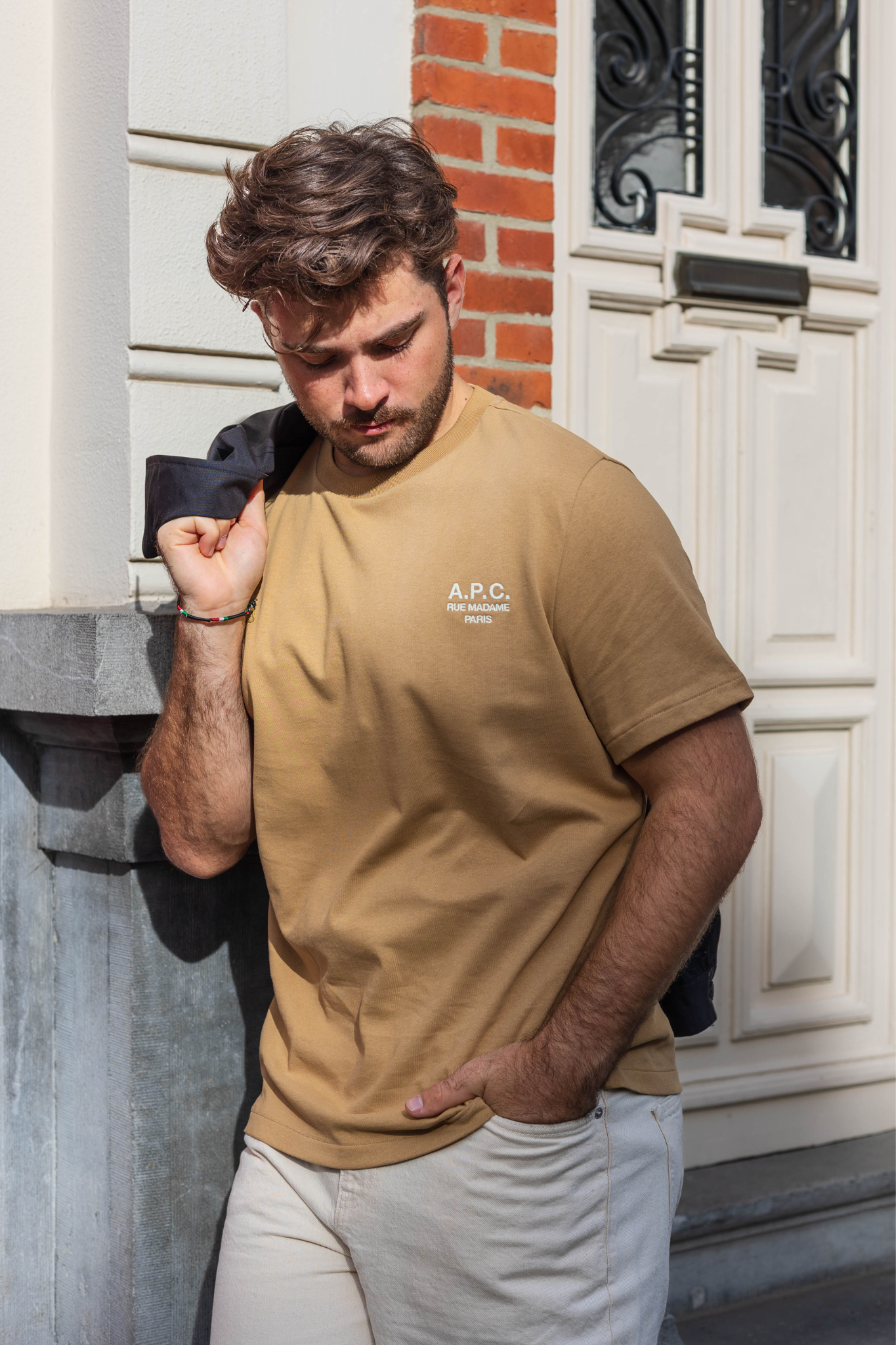 STANDARD T-SHIRT  RUE MADAME - BEIGE FONCE/ECRU