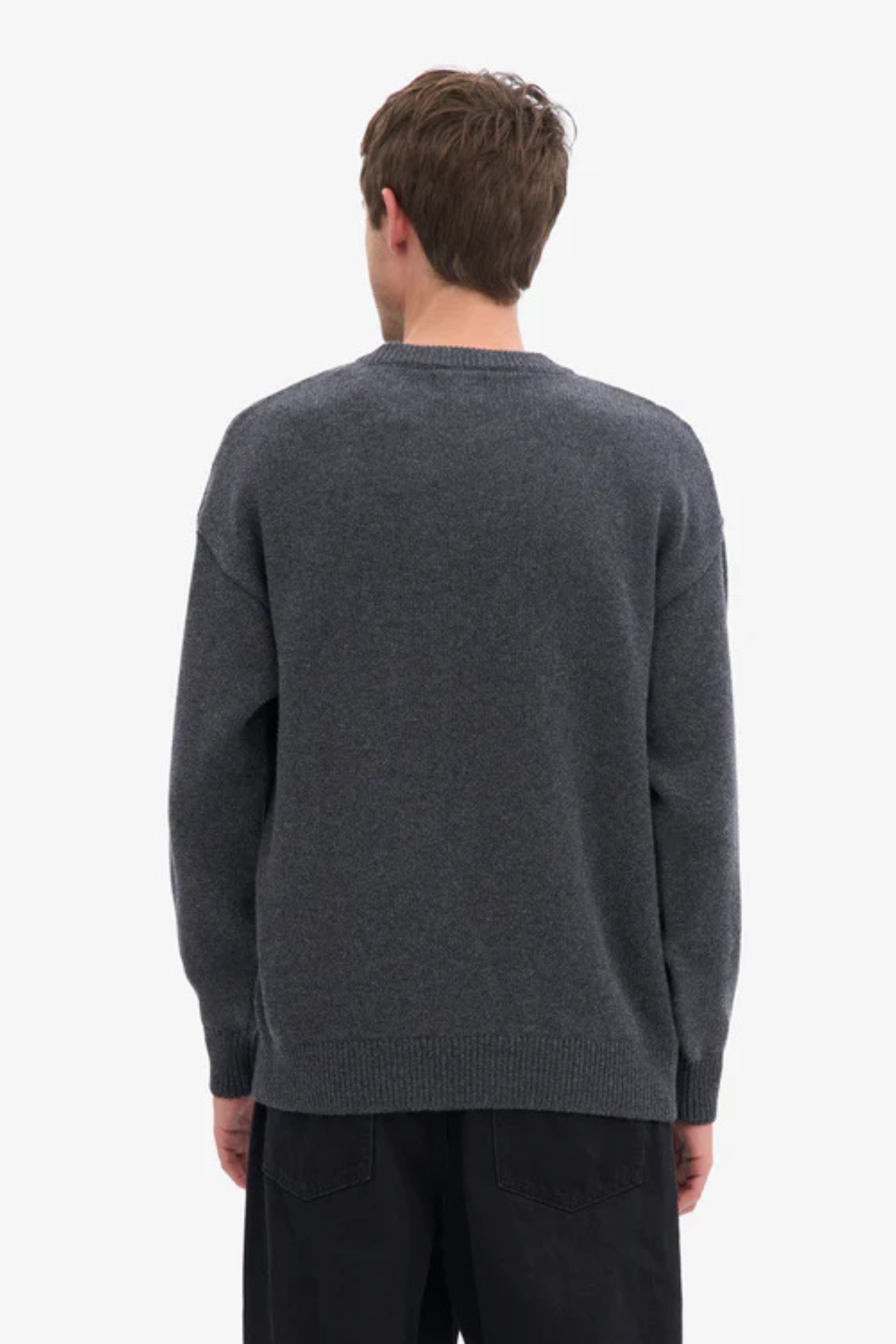OVERSIZED MERINO WOOL CREW - LAVA GREY