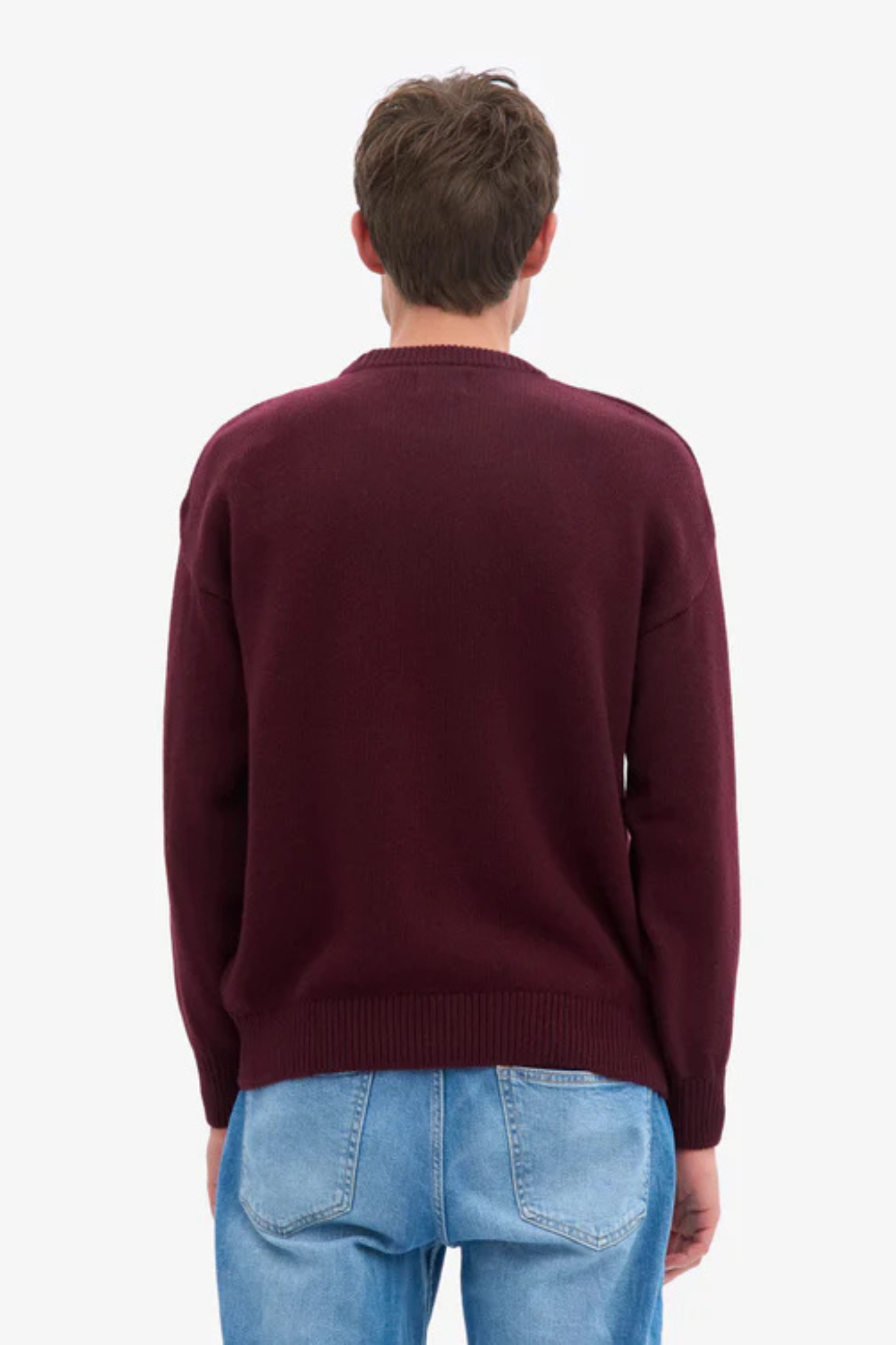 OVERSIZED MERINO WOOL CREW - OXBLOOD RED