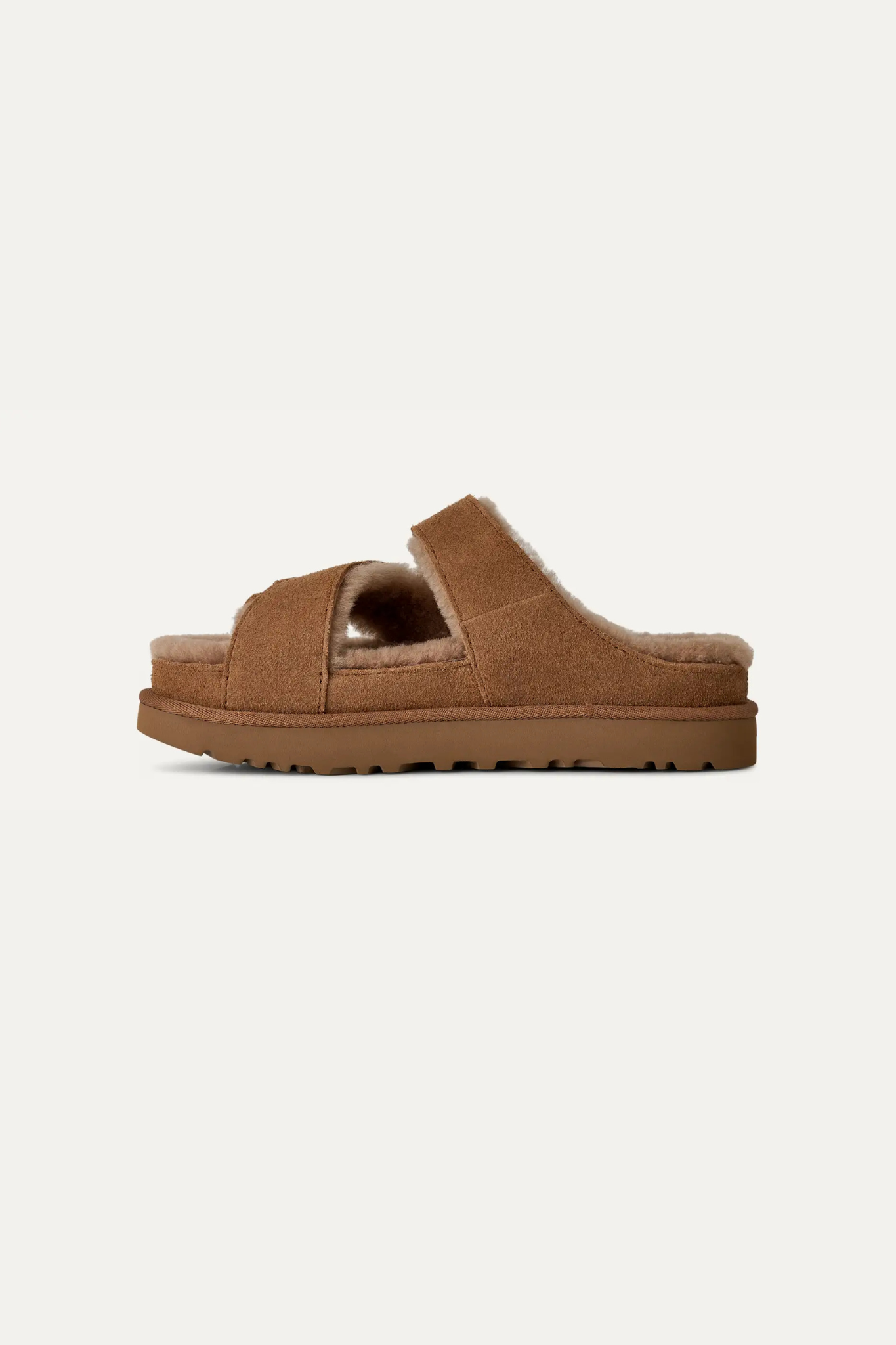 GREENPORT CROSS STRAP SLIDE WOMEN SHOES - CHESTNUT