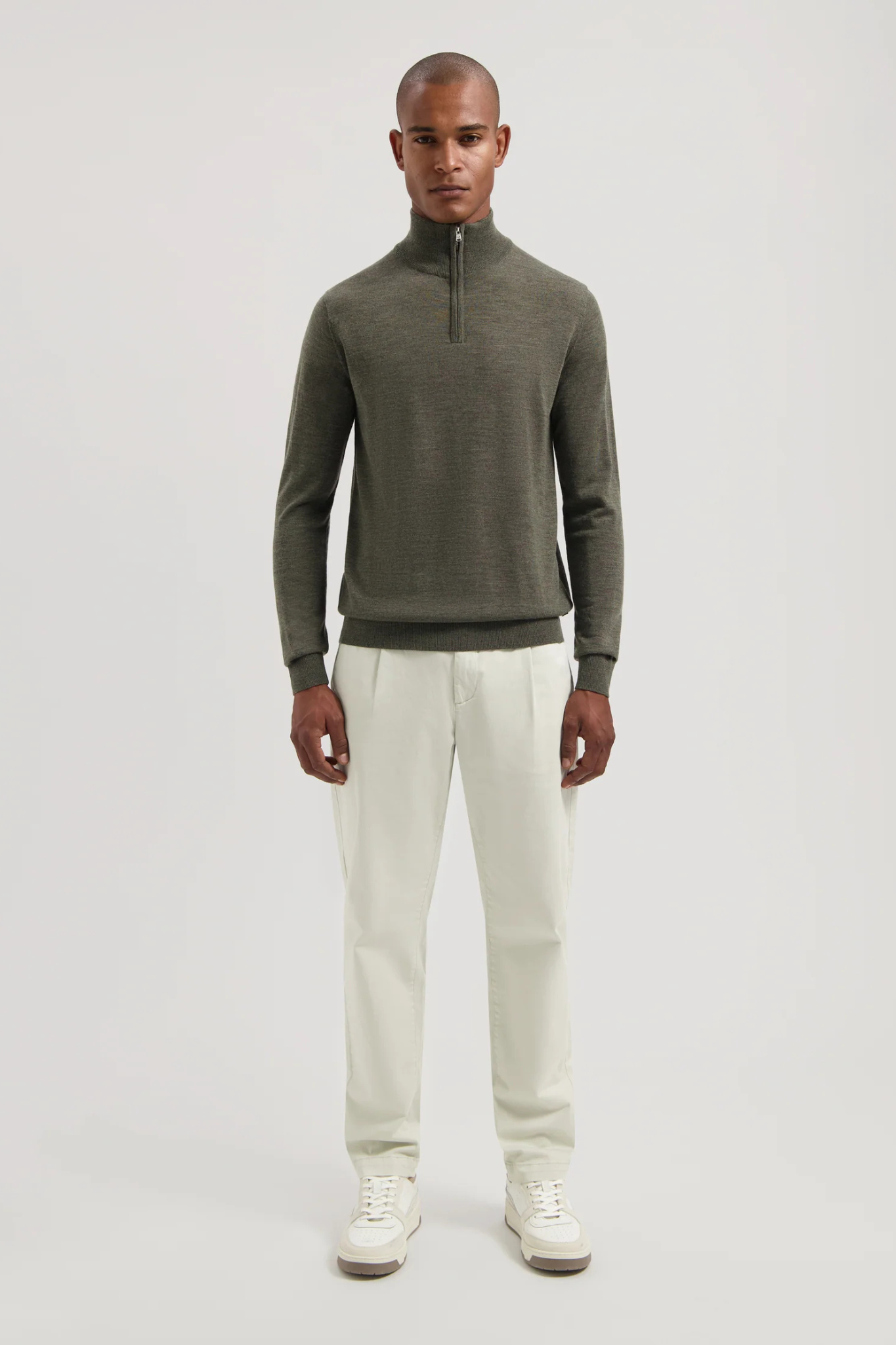 DESTIN SKIPPER HALF ZIP SWEATER - DAR ARMY