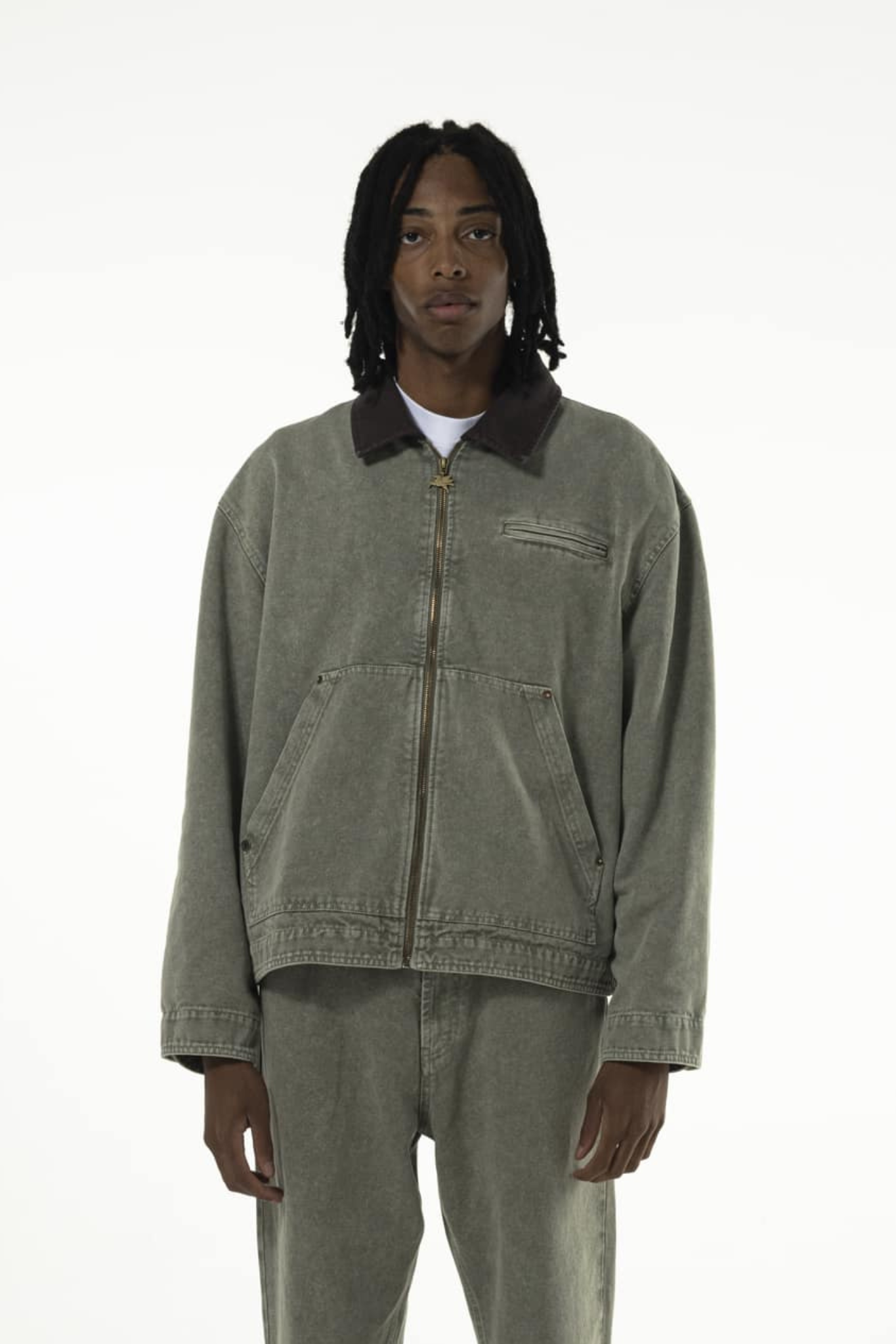 THYME VINTAGE EFFECT JACKET - GREEN