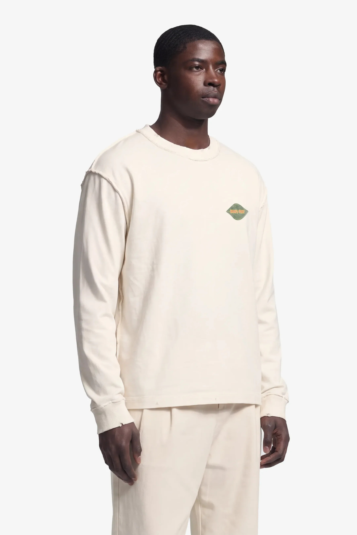 DISTRESEED LEAF LONGSLEEVE - OFF WHITE