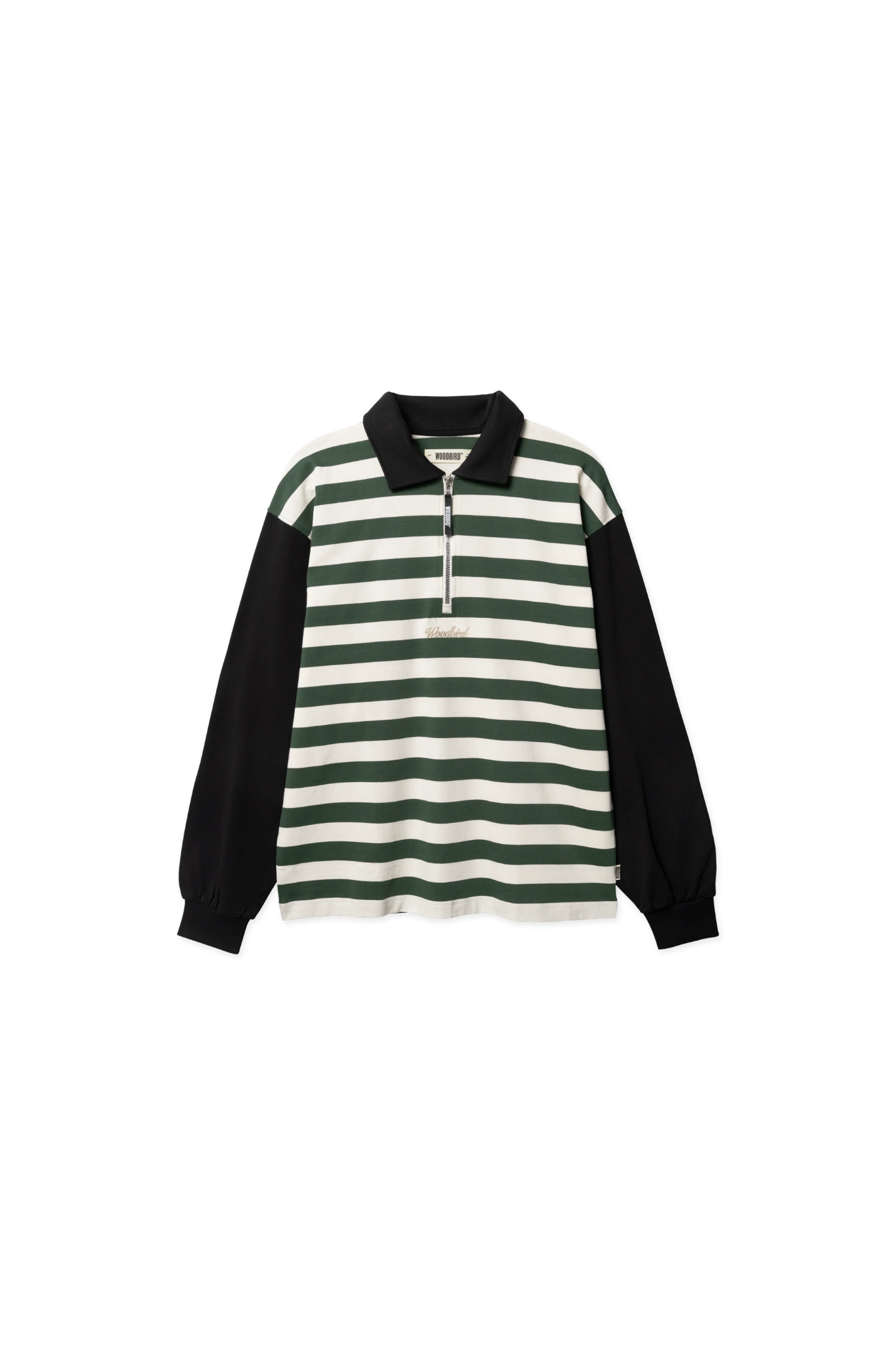 HIRO LONGSLEEVE STRIPE ZIP POLO - PINE GREEN