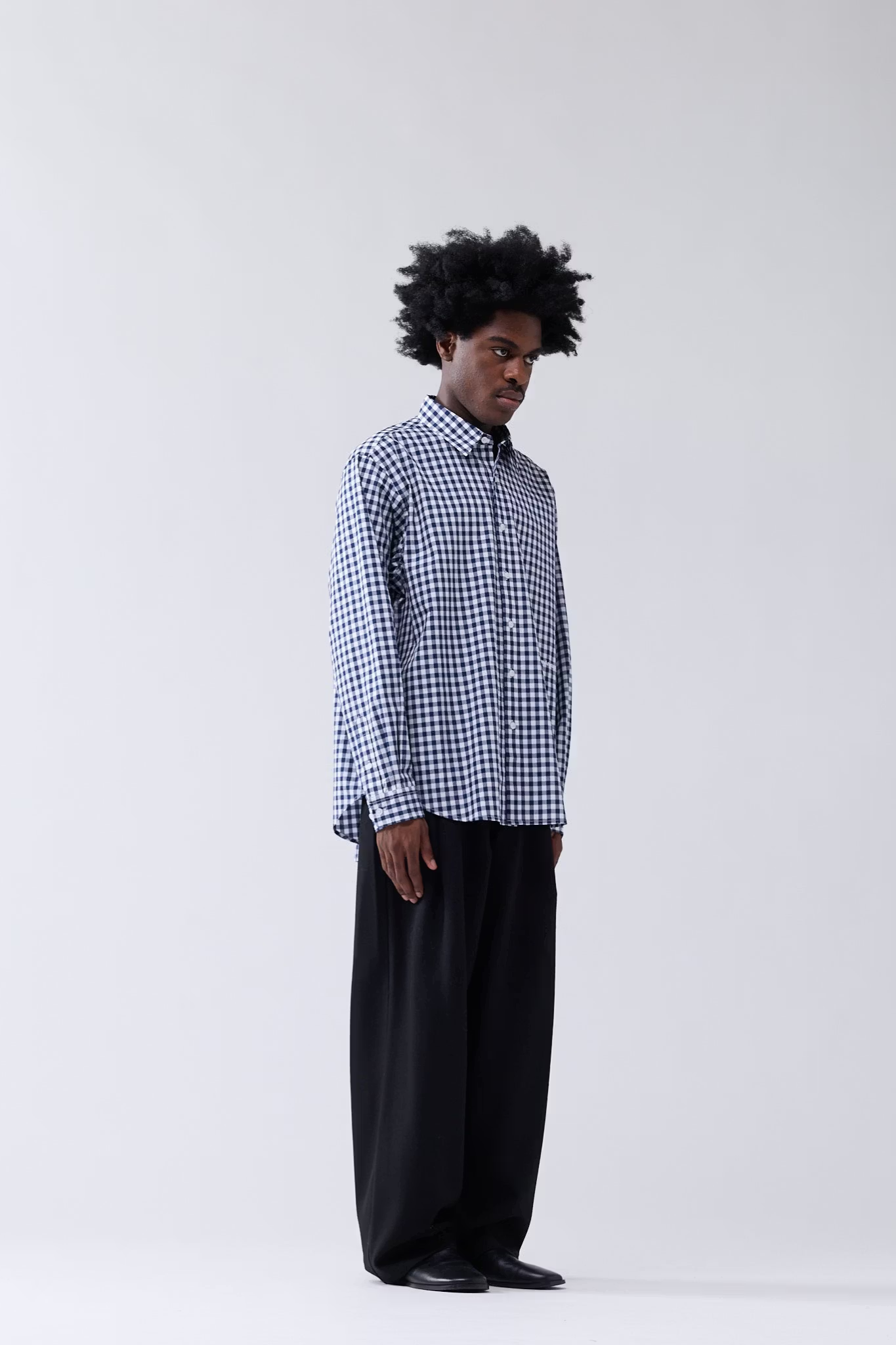 BEACH SHIRT - POPLIN NAVY CHECK