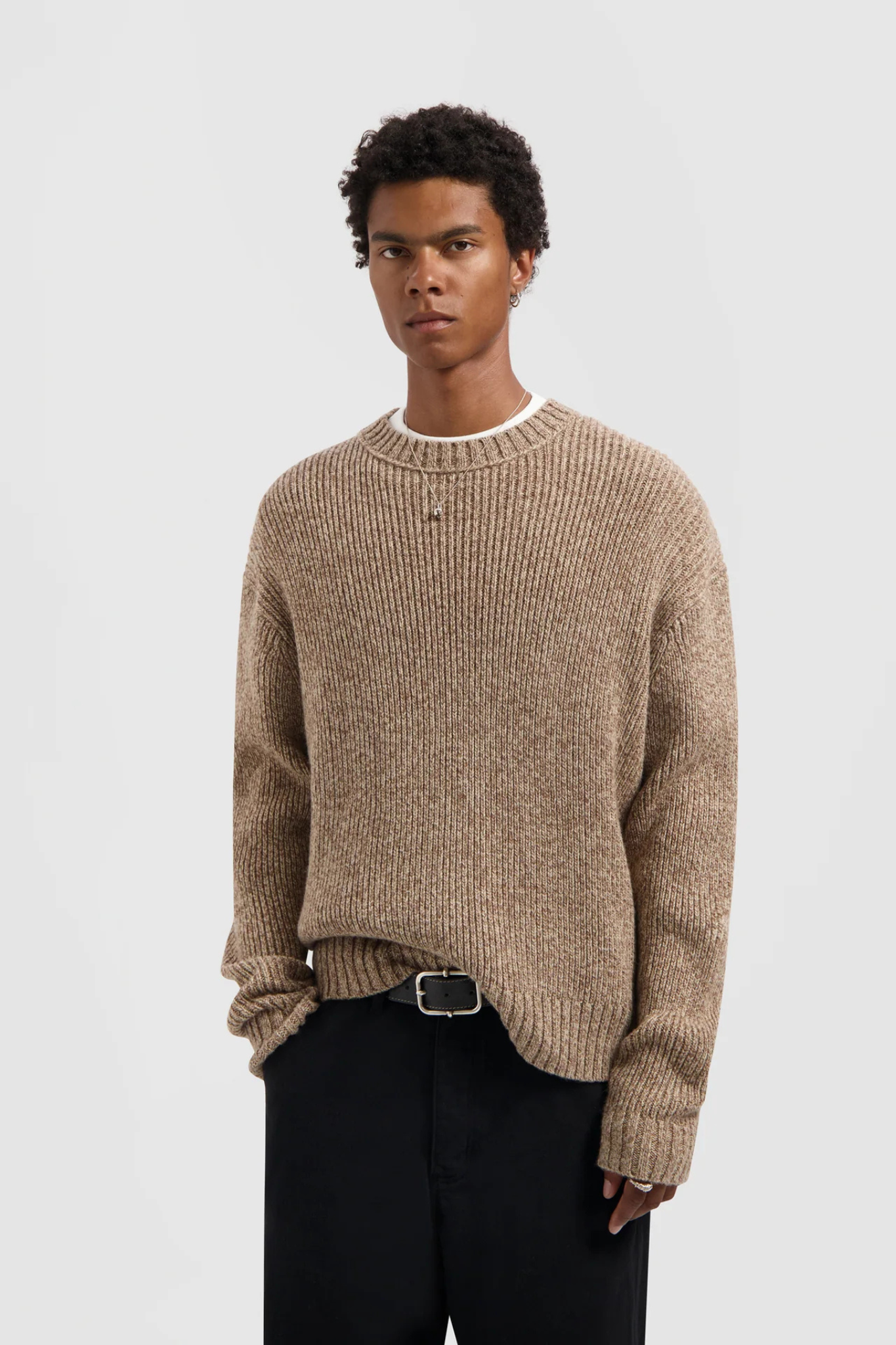 ESSENTIAL MELANGE KNITTED CREWNECK - FOXTROT